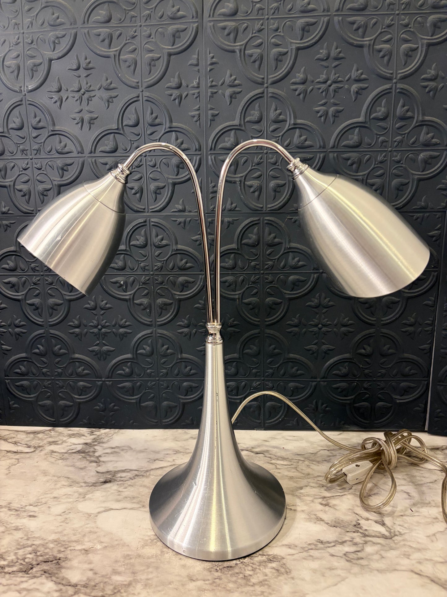 Chrome Dual Light Desktop Lamp