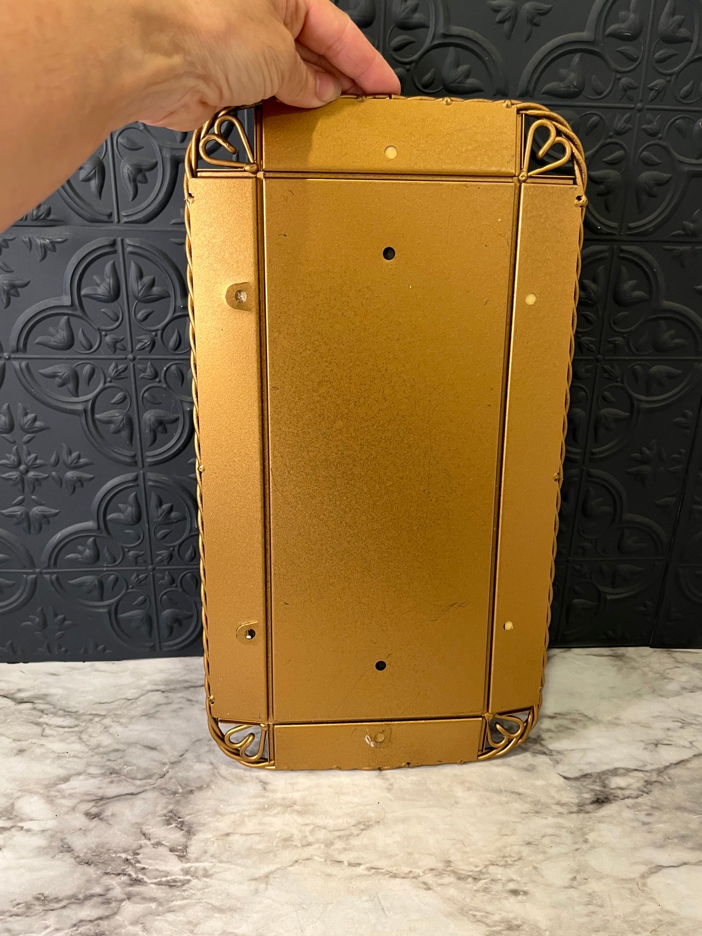 Smoke Mirror and Gold Rope Tray