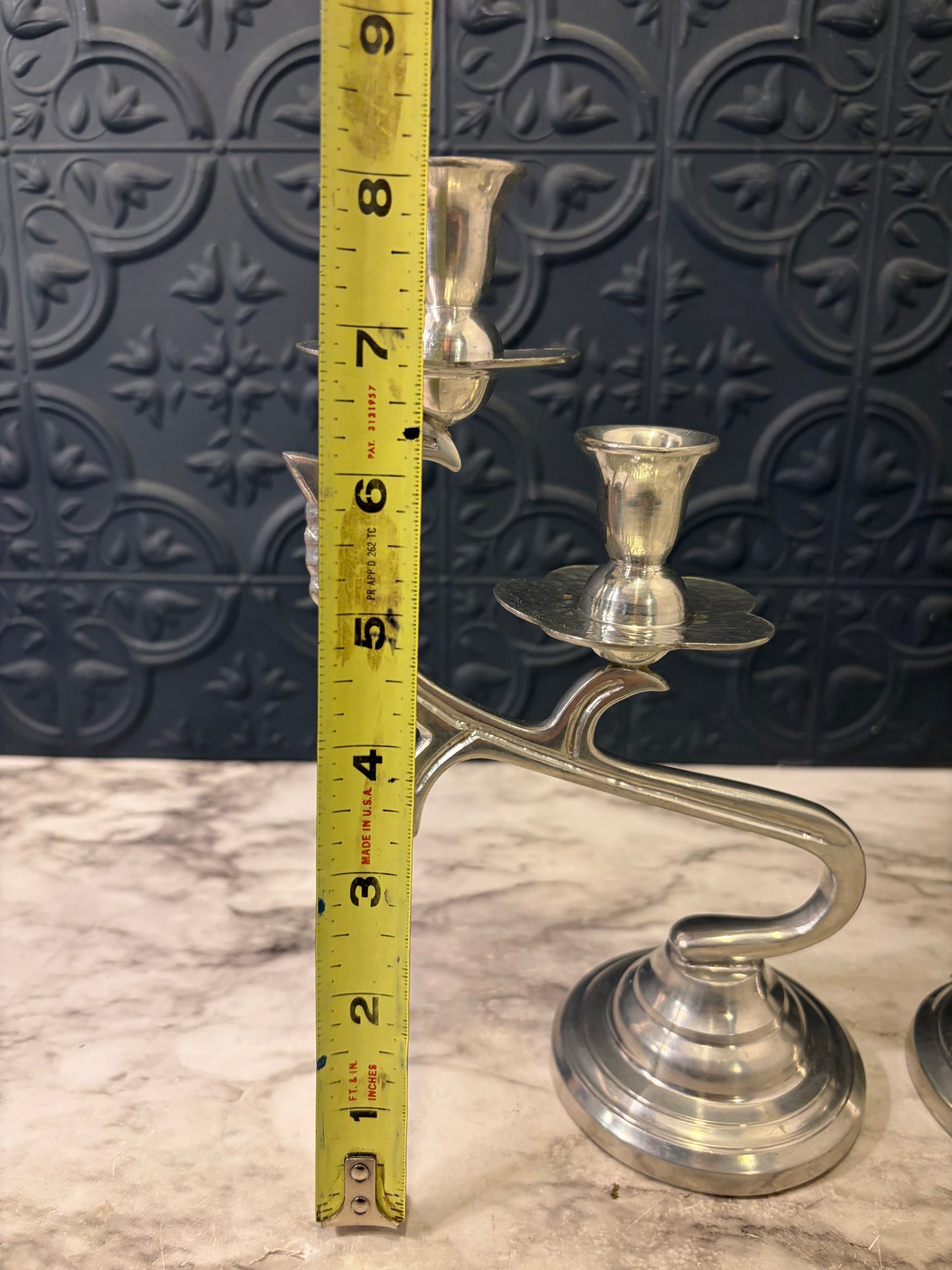 Set of Silverplate Double Flower Candleabras