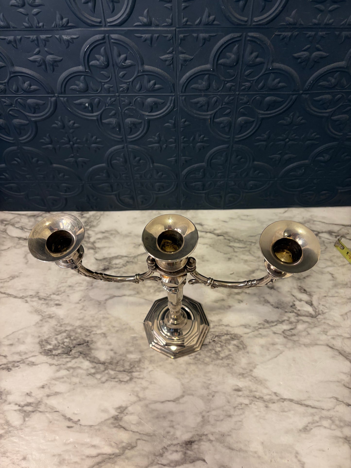 Silver Plate Three Arm Candelabra