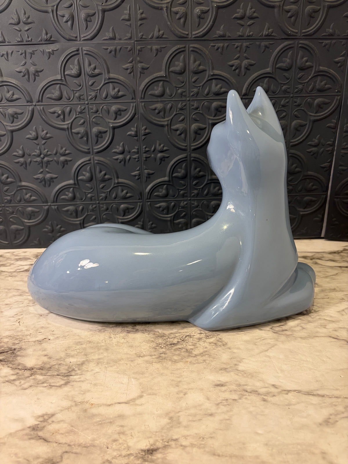 Light Blue Ceramic Haegar Cat Statue
