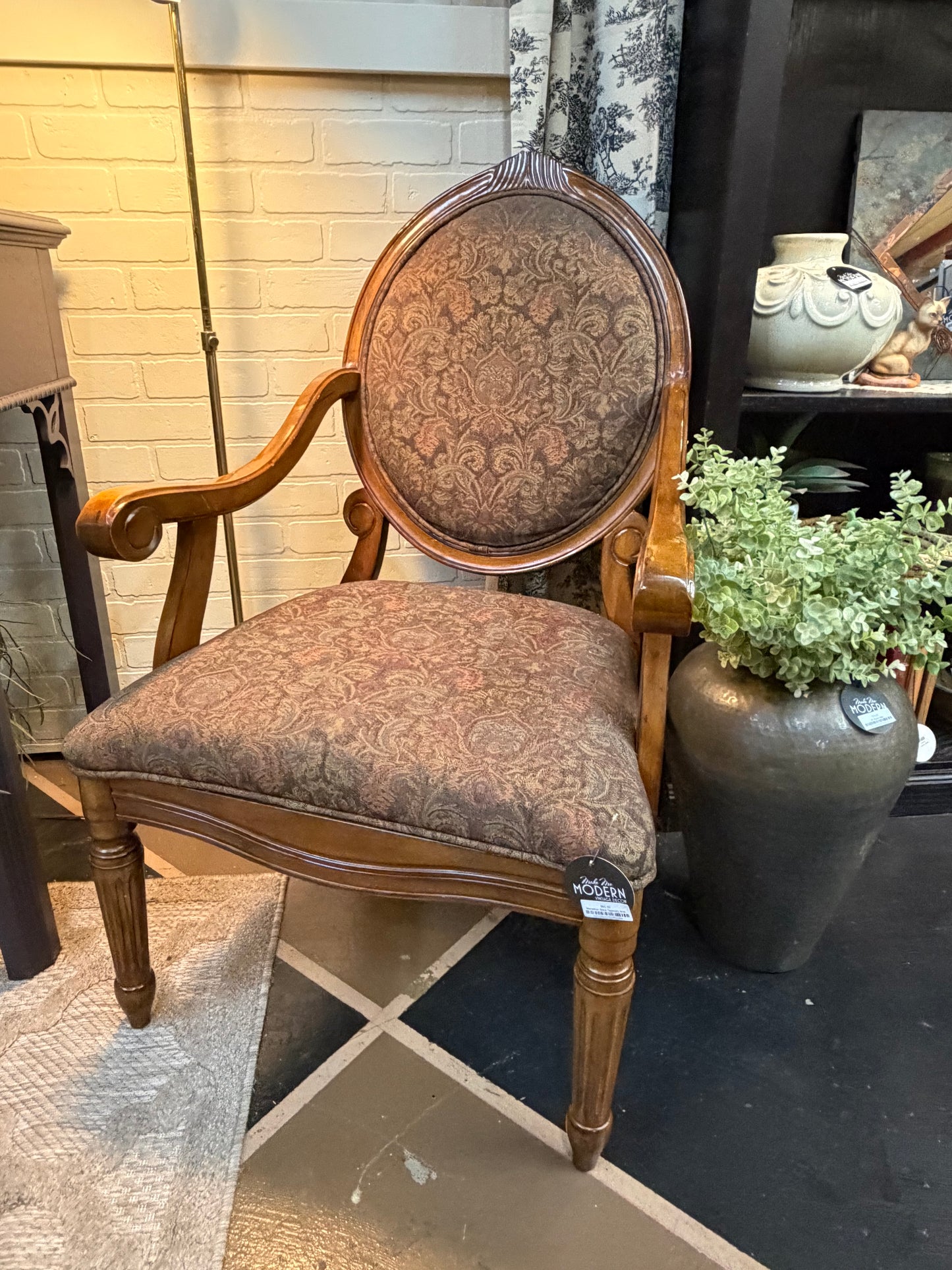 Medallion Back Tapestry Arm Chair