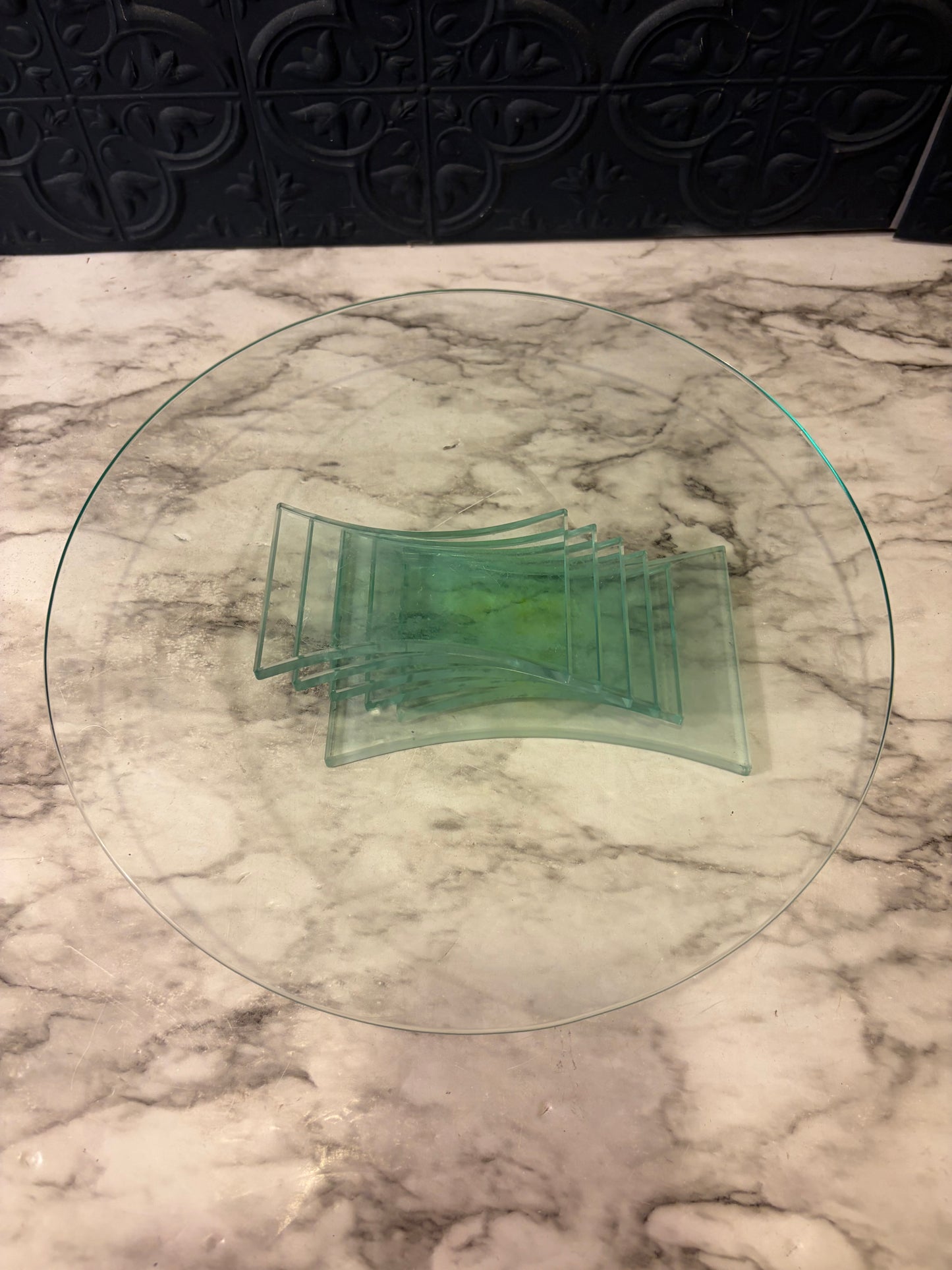 Partylite Aqua Stacked Glass Cake Stand