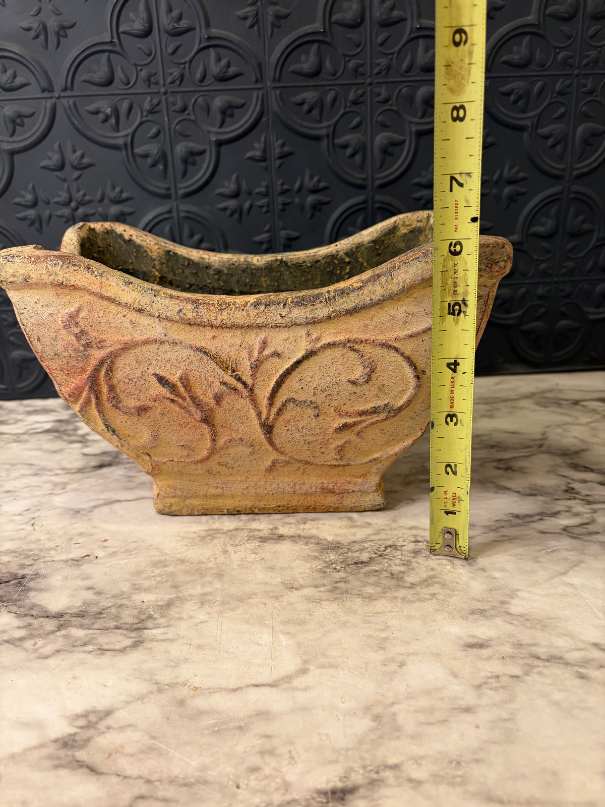 Concrete Planter with Scroll Design