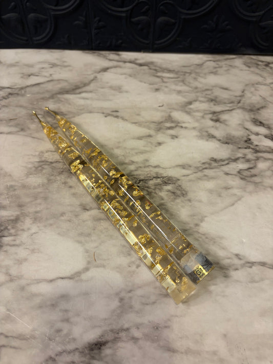 Lucite Candlesticks with Gold Flecks x2