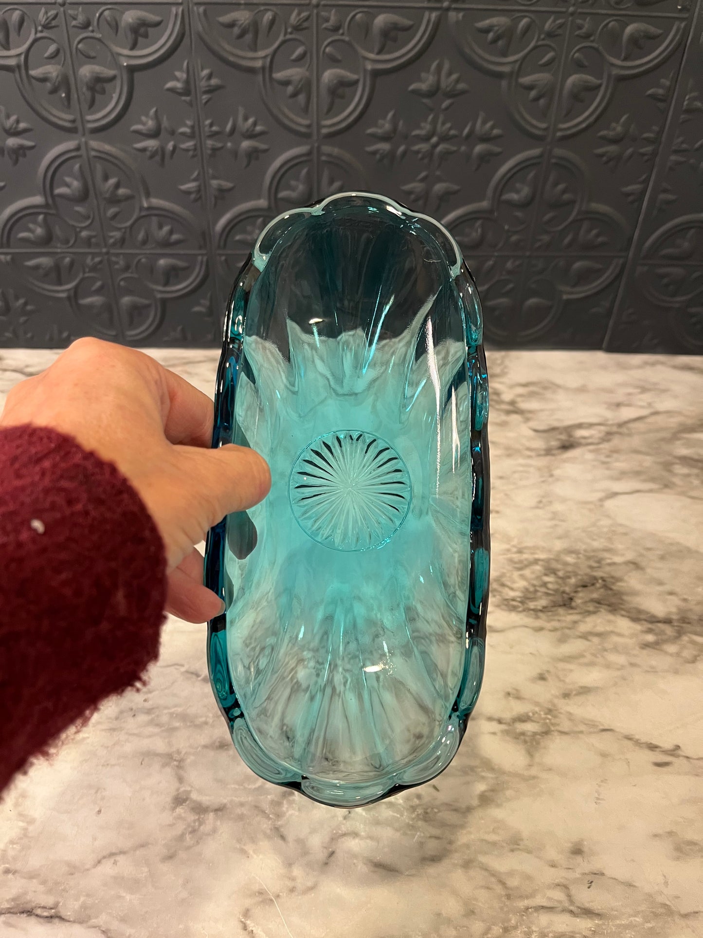Anchor Hocking Blue Glass Oval Dish