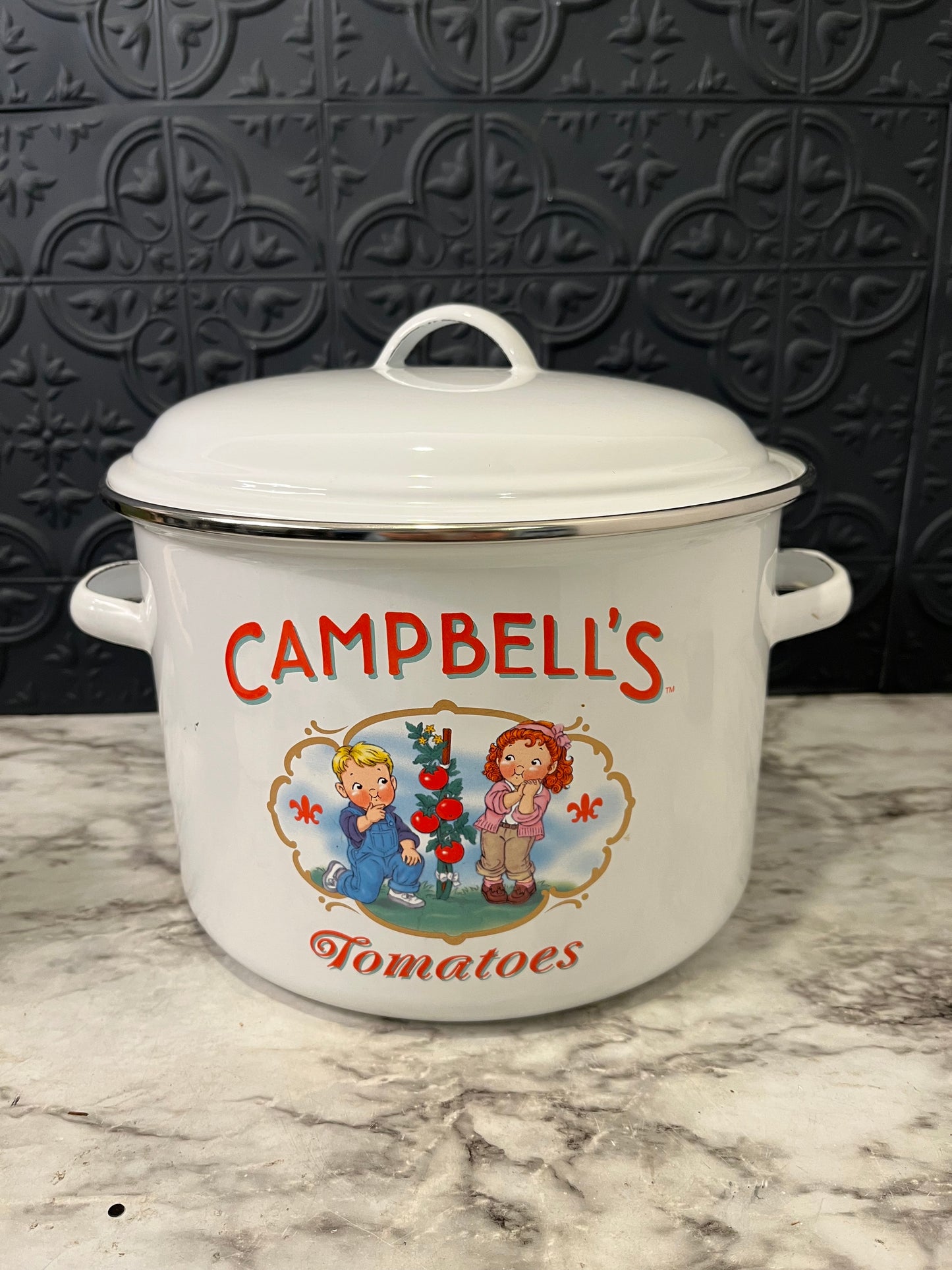 Vintage Enamel Campbell Soup Pot/mugs and Cook book