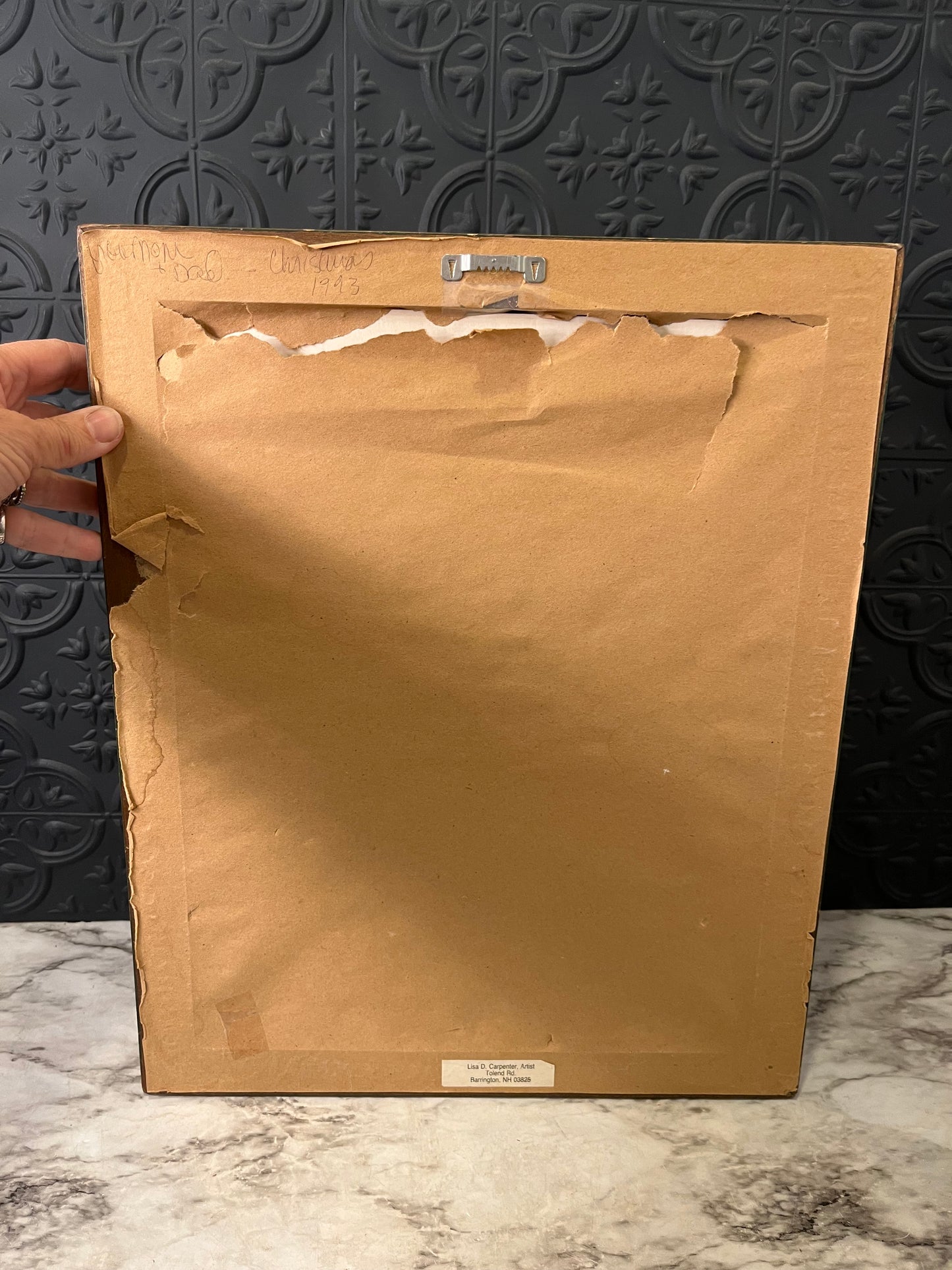 Vintage Green Mirror with Hearts