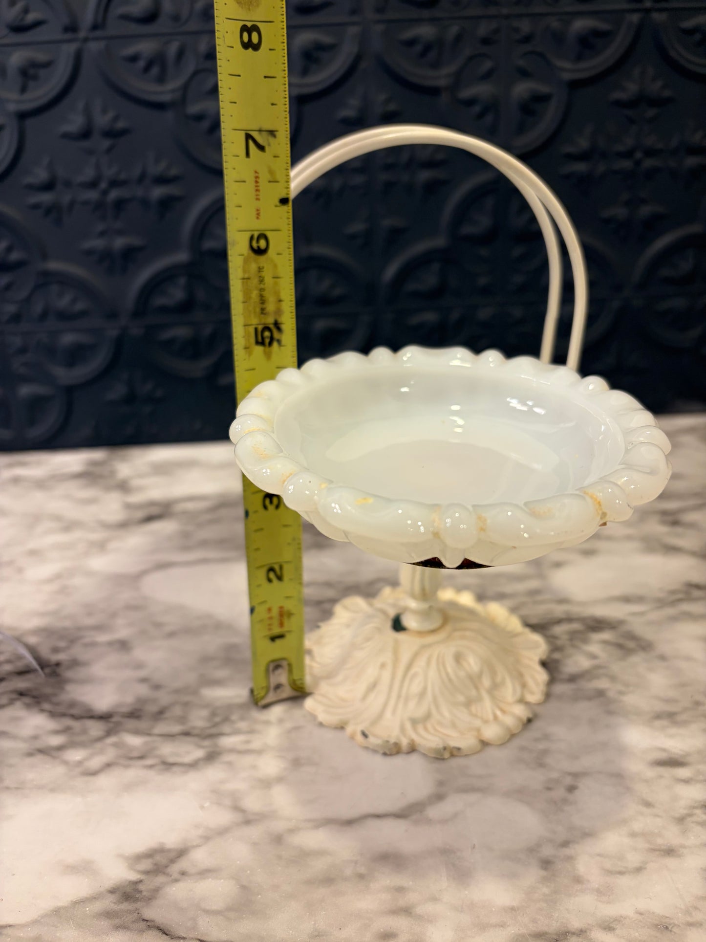 Milk Glass Soap Dish and Towel holder