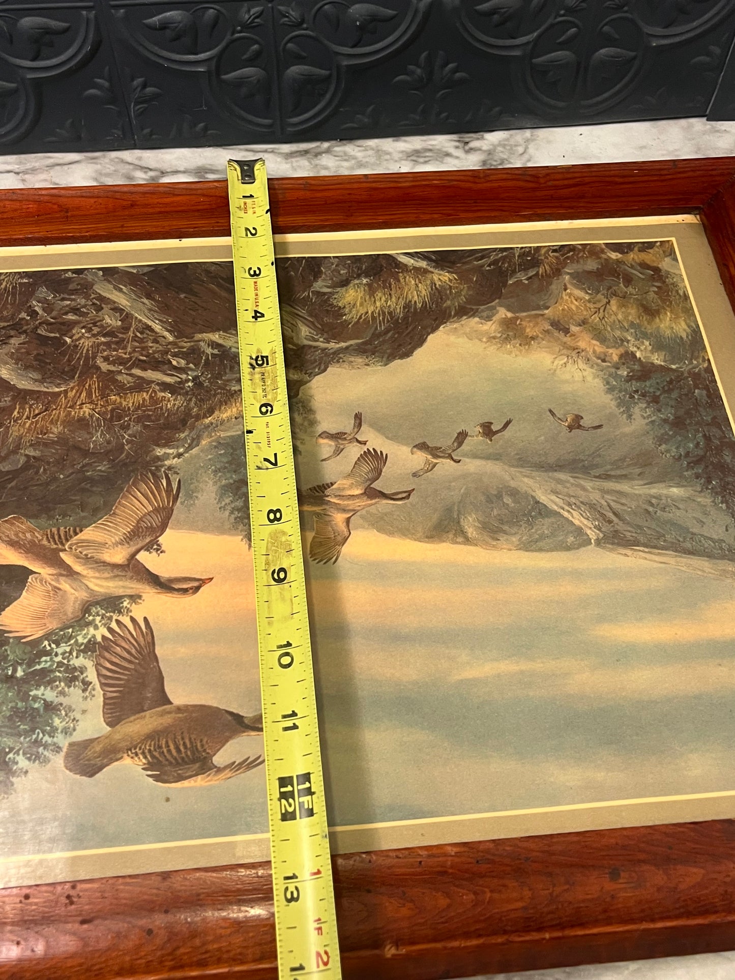 Wood Serving Tray with Flying Ducks