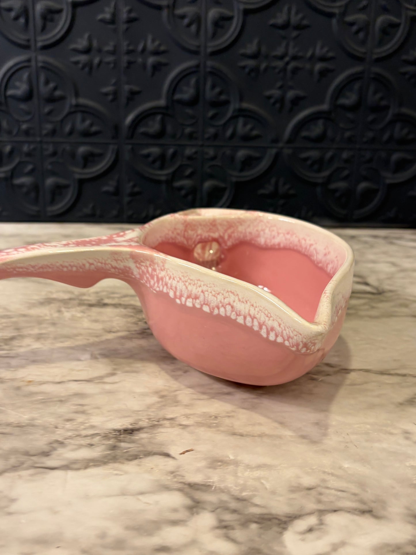 Pink and White Gravy Boat