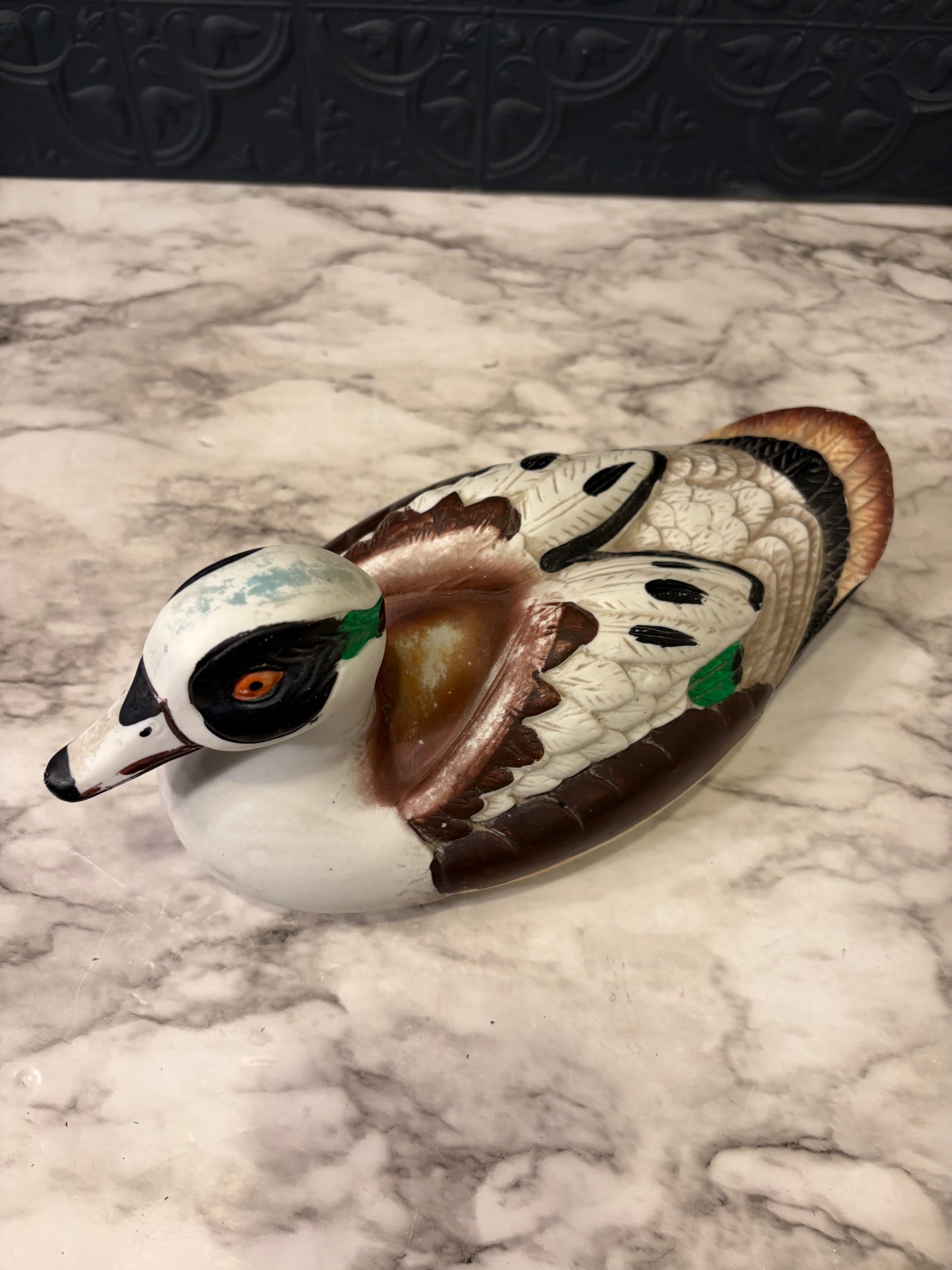 Porcelain Hand Painted Duck brown and white