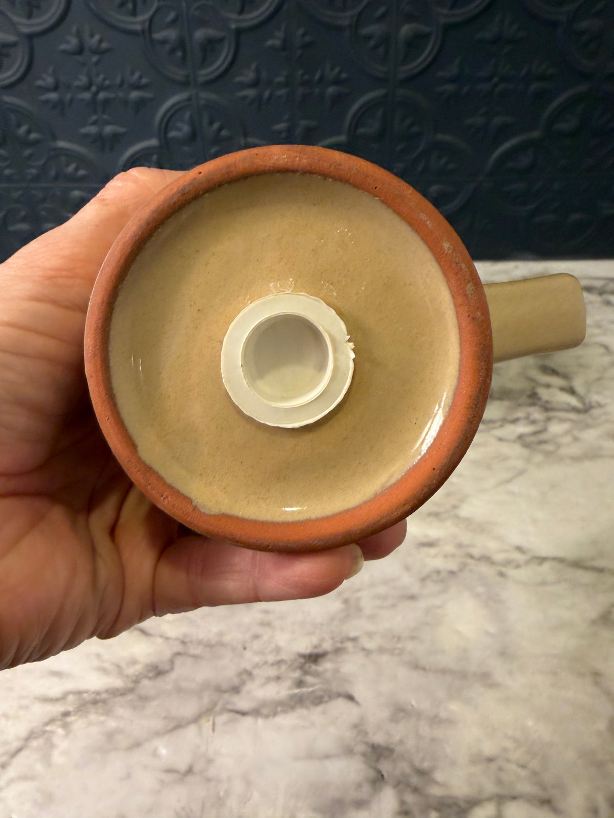 Vintage Brown and Cream Stoneware Salt and Pepper shakers