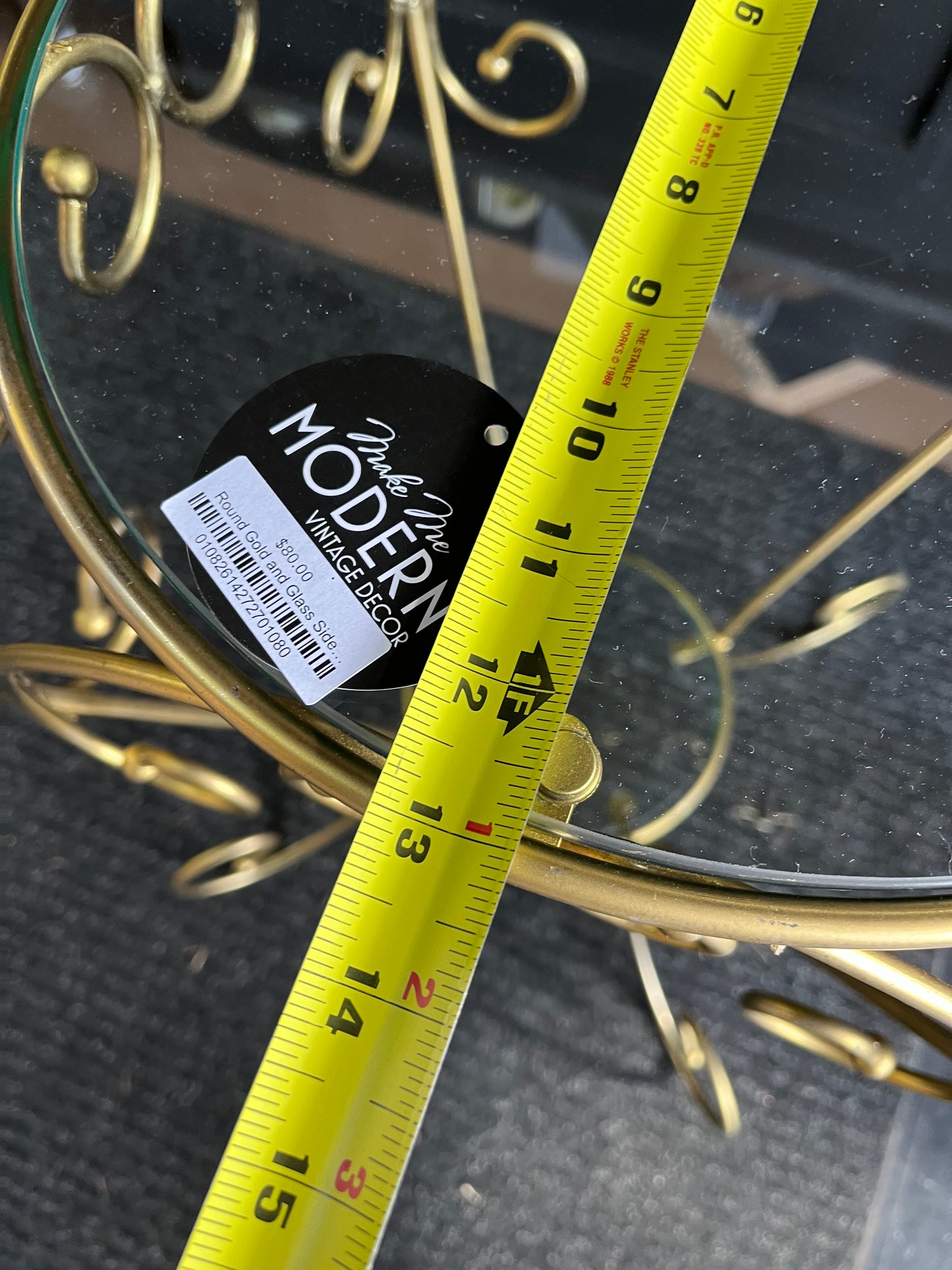 Round Gold and Glass Side Table 2 tier