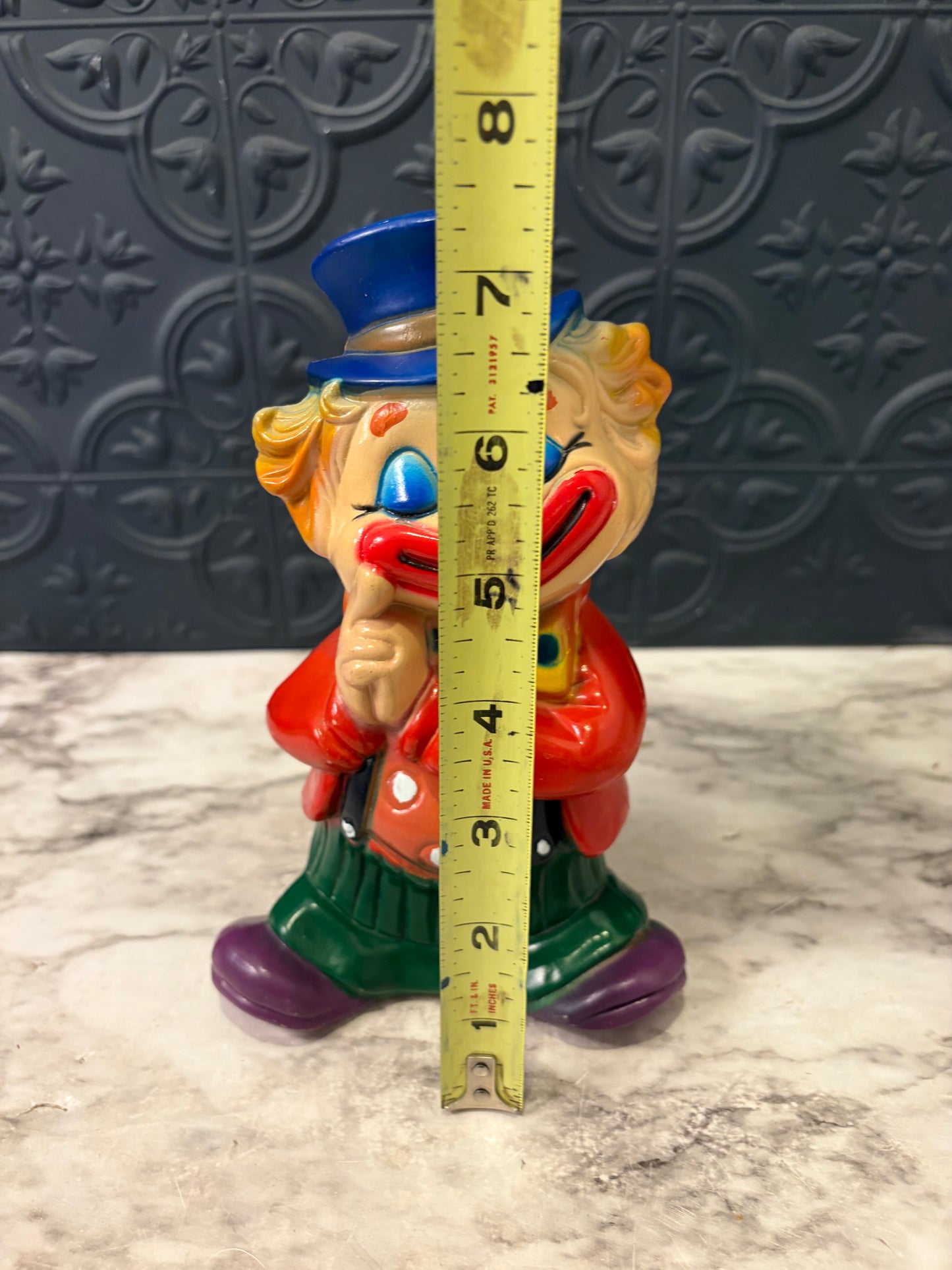 Vintage Hard Plastic Clown Piggy Bank