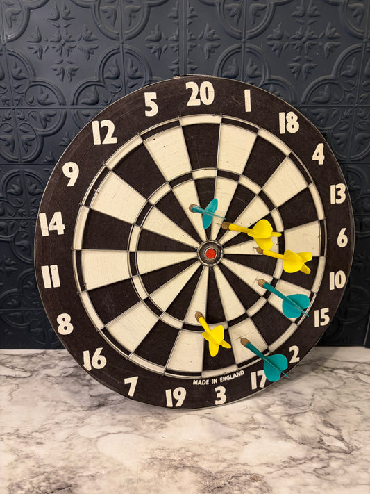 Dart Board Yellow and Green Darts