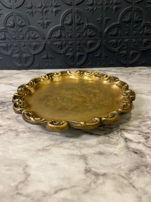 Small Brass Tray Round with feet