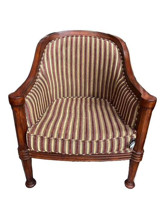 Vintage Barrel Chair Gold and Burgundy Stripe
