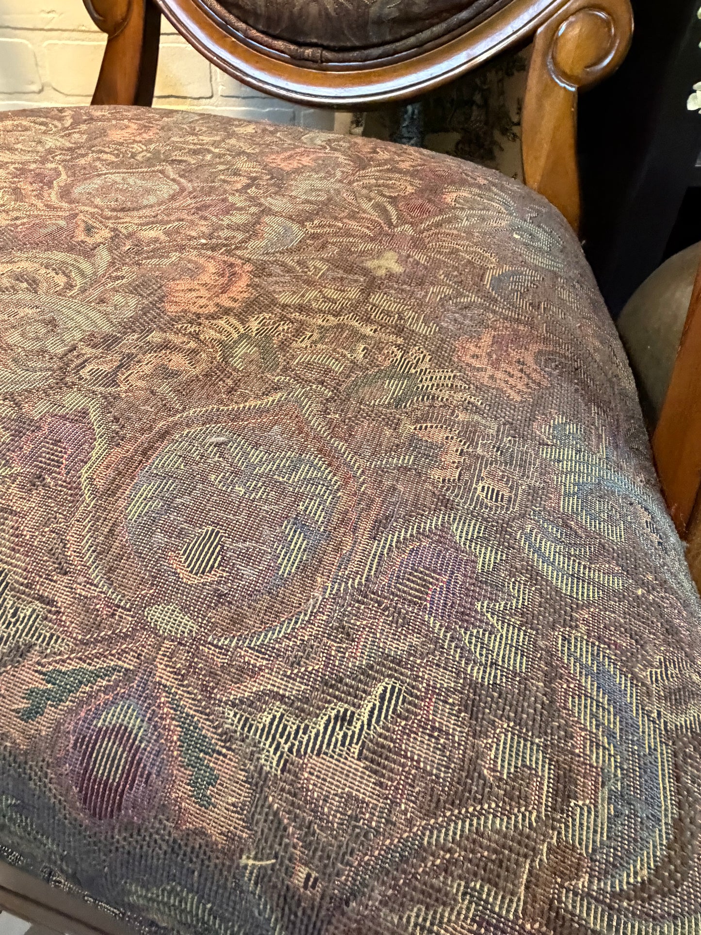 Medallion Back Tapestry Arm Chair