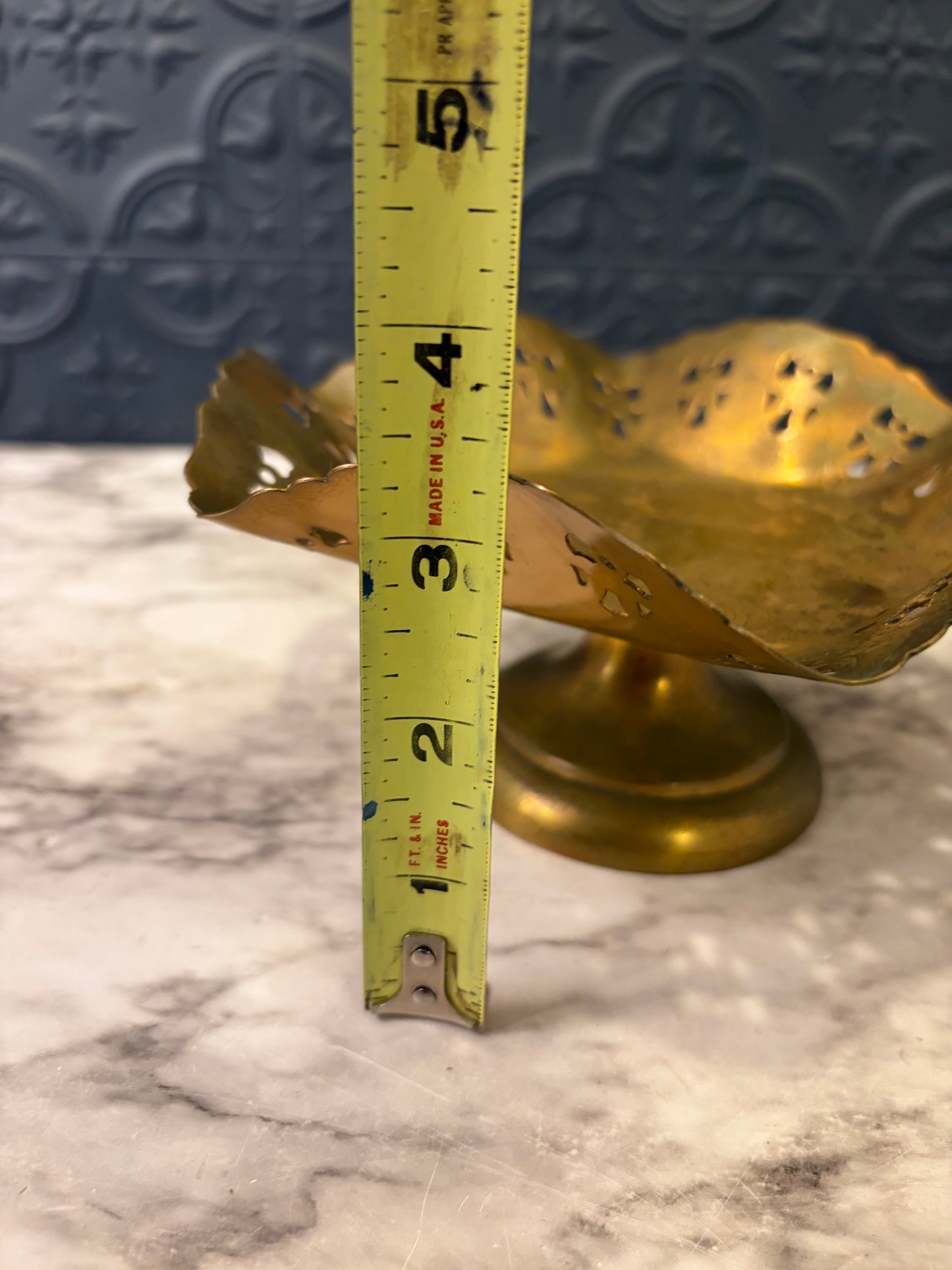 Golden Bronze Pedestal Bowl with cutouts