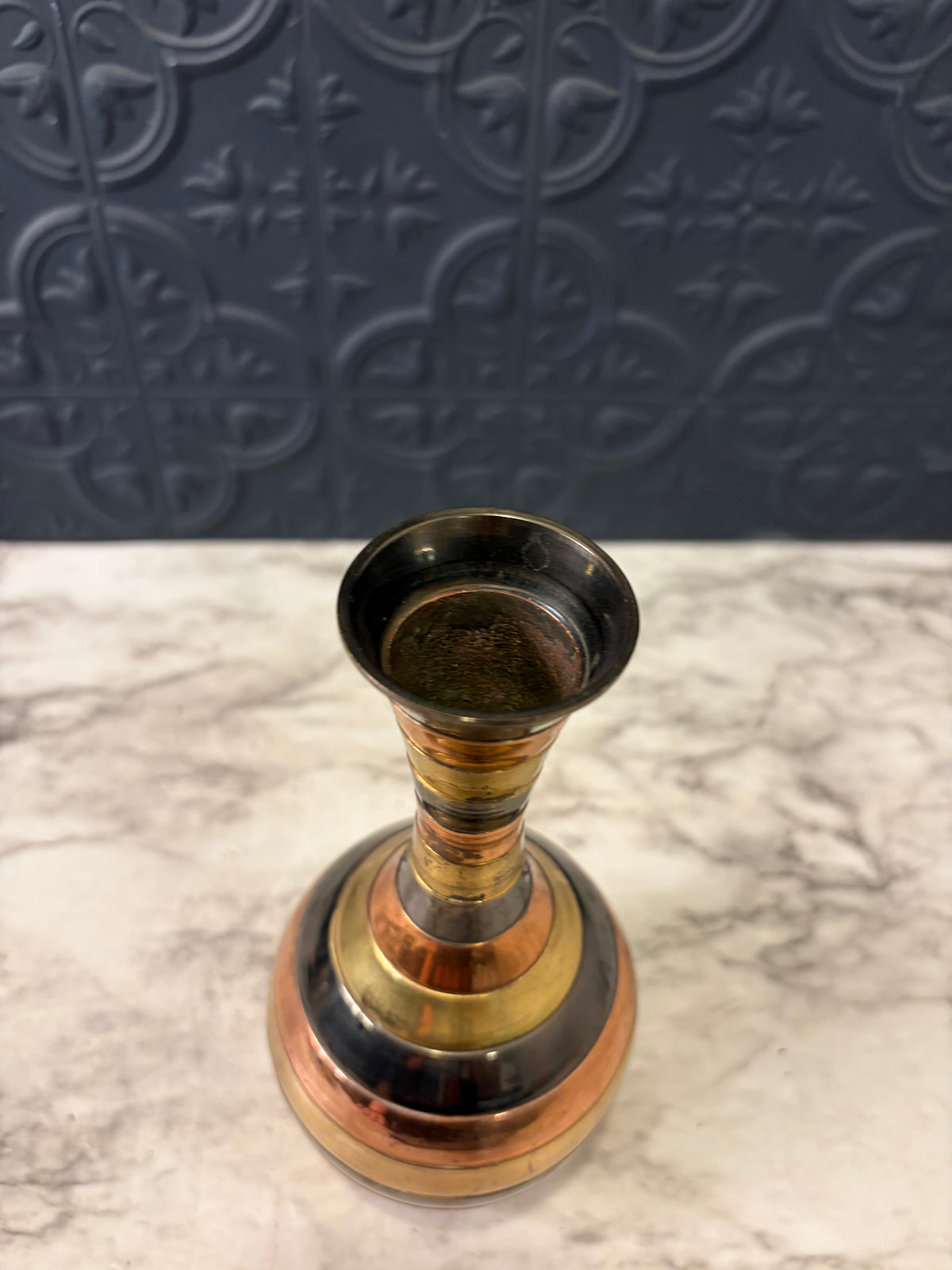 3 Tone Stripe Metal Vase