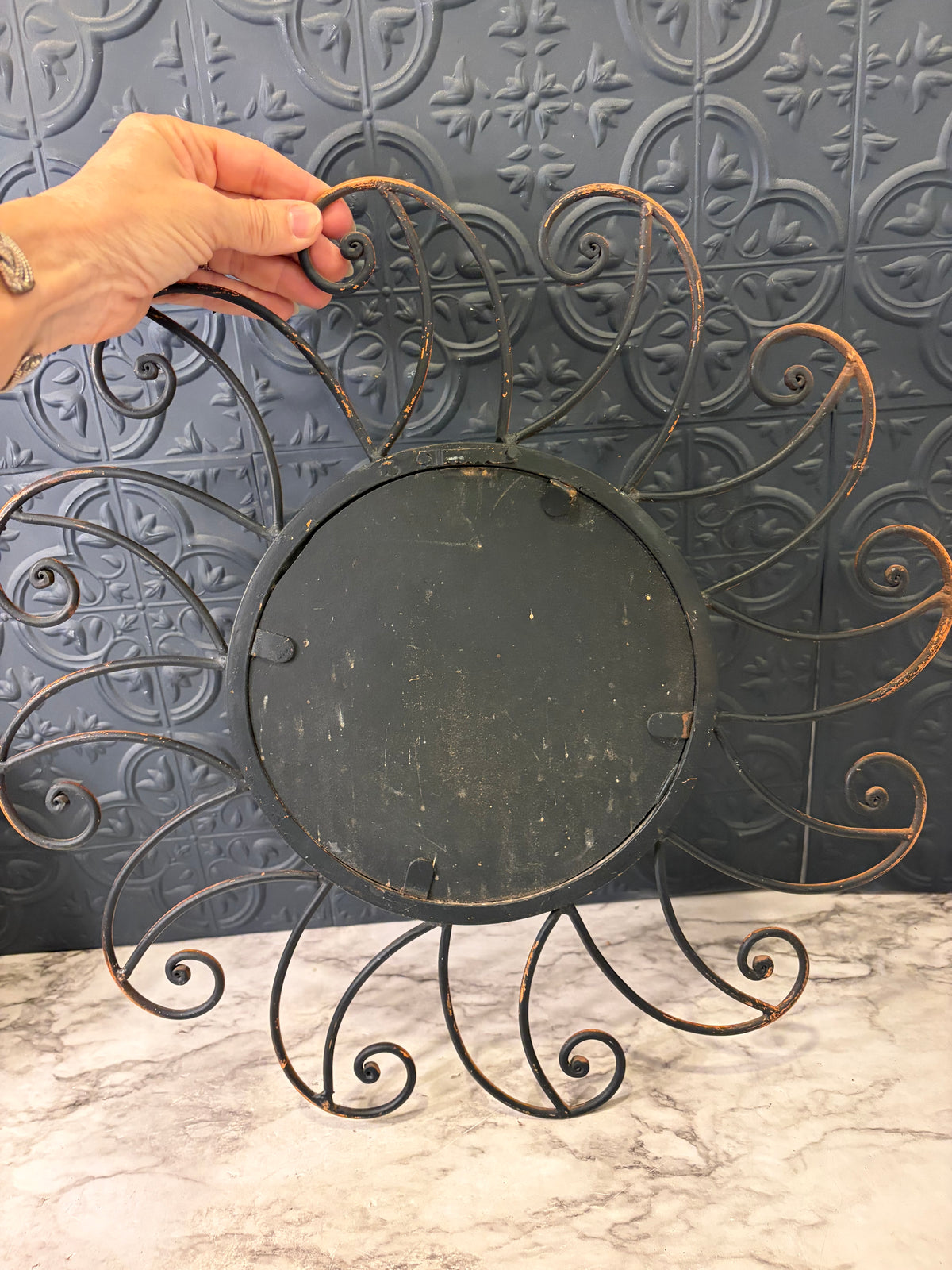 Black Wrought Iron Moon Mirror