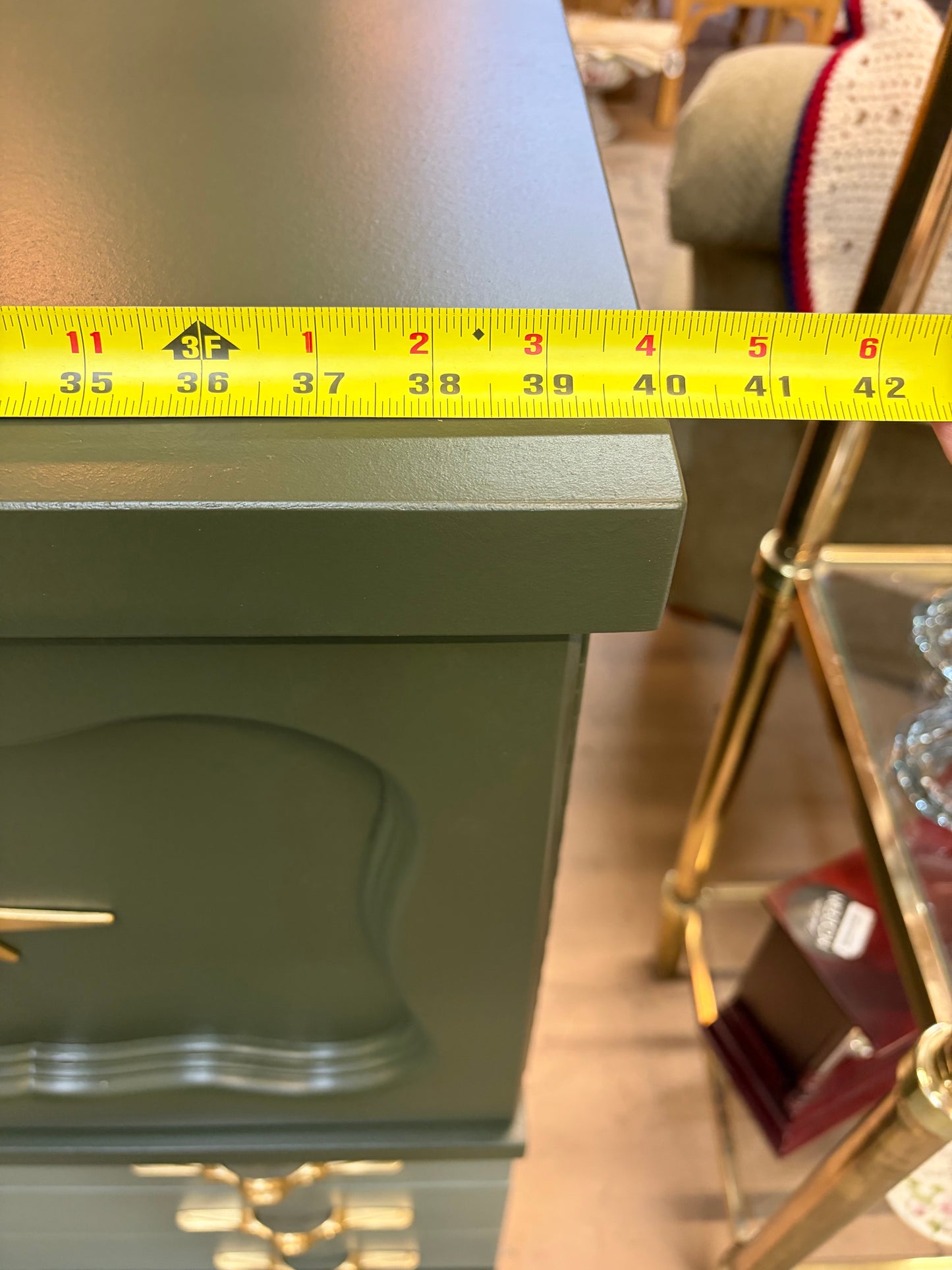 Mid Century Dresser with Two Tone Paint Green Highboy