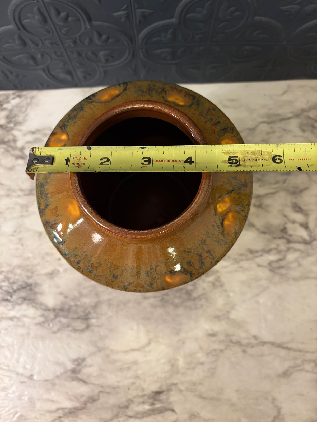 Mikasa Vase Amber and Brown Drip Glaze