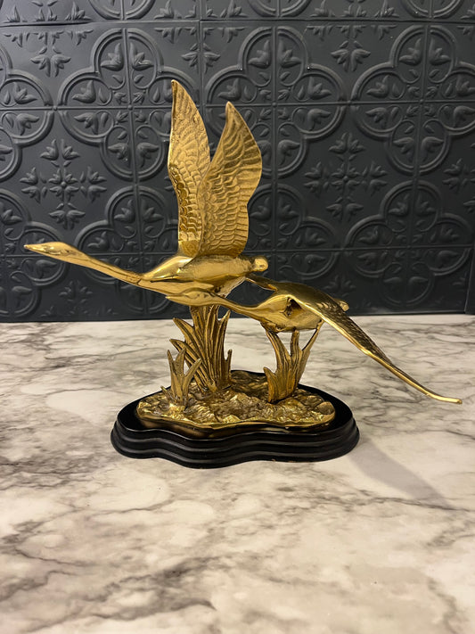 Brass Geese in Flight  Sculpture