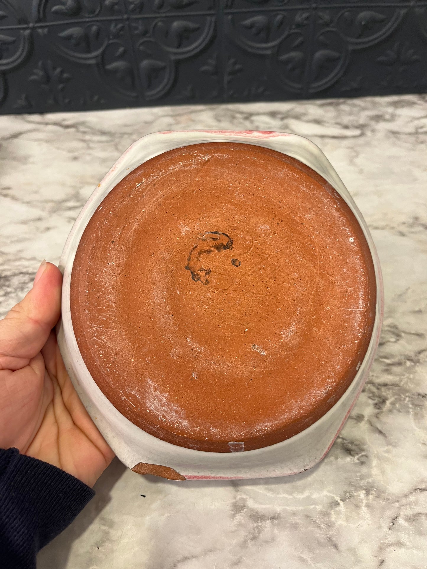 Studio Pottery with Pink Rim