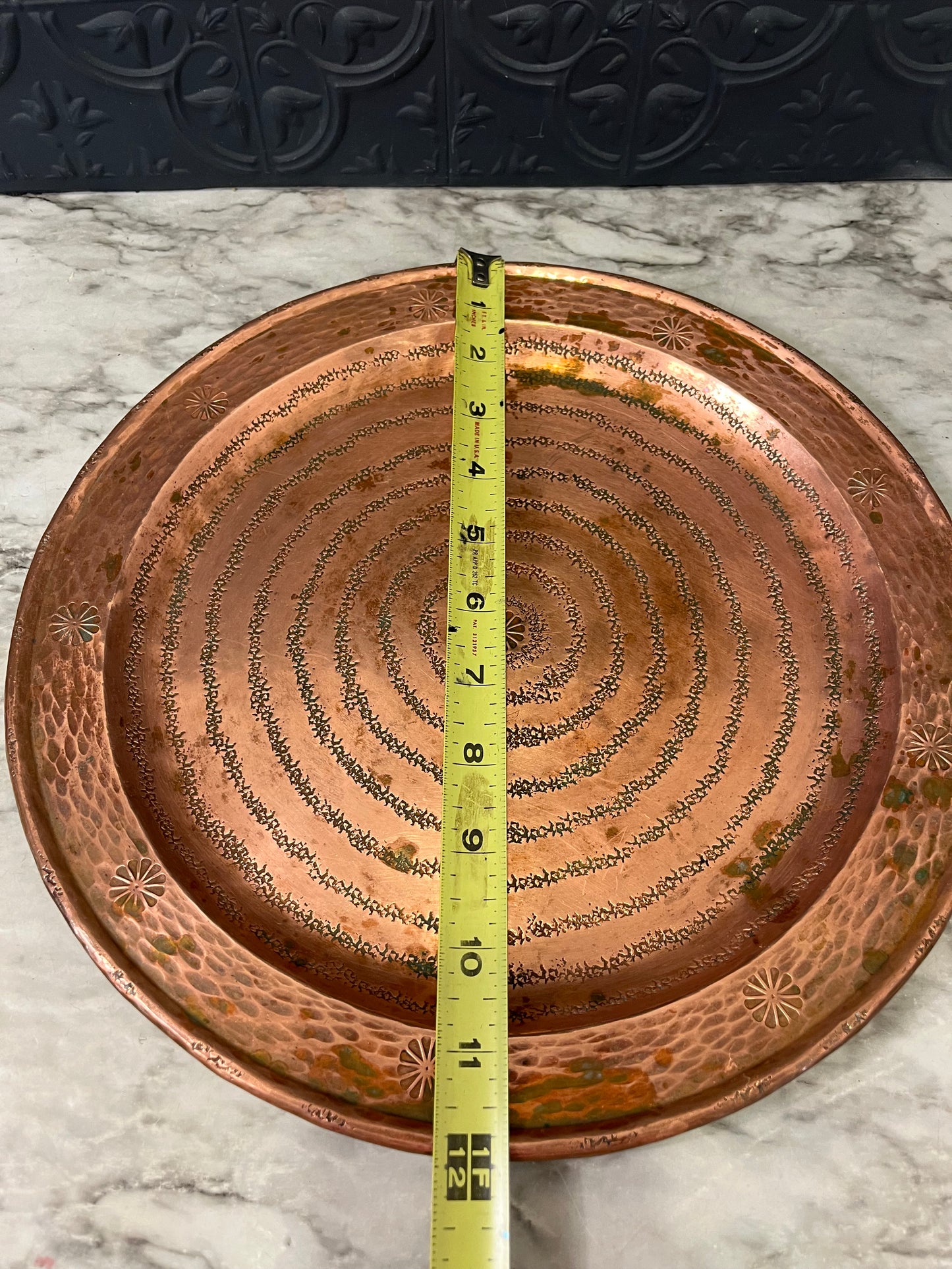Hammered Copper Round 12" Tray
