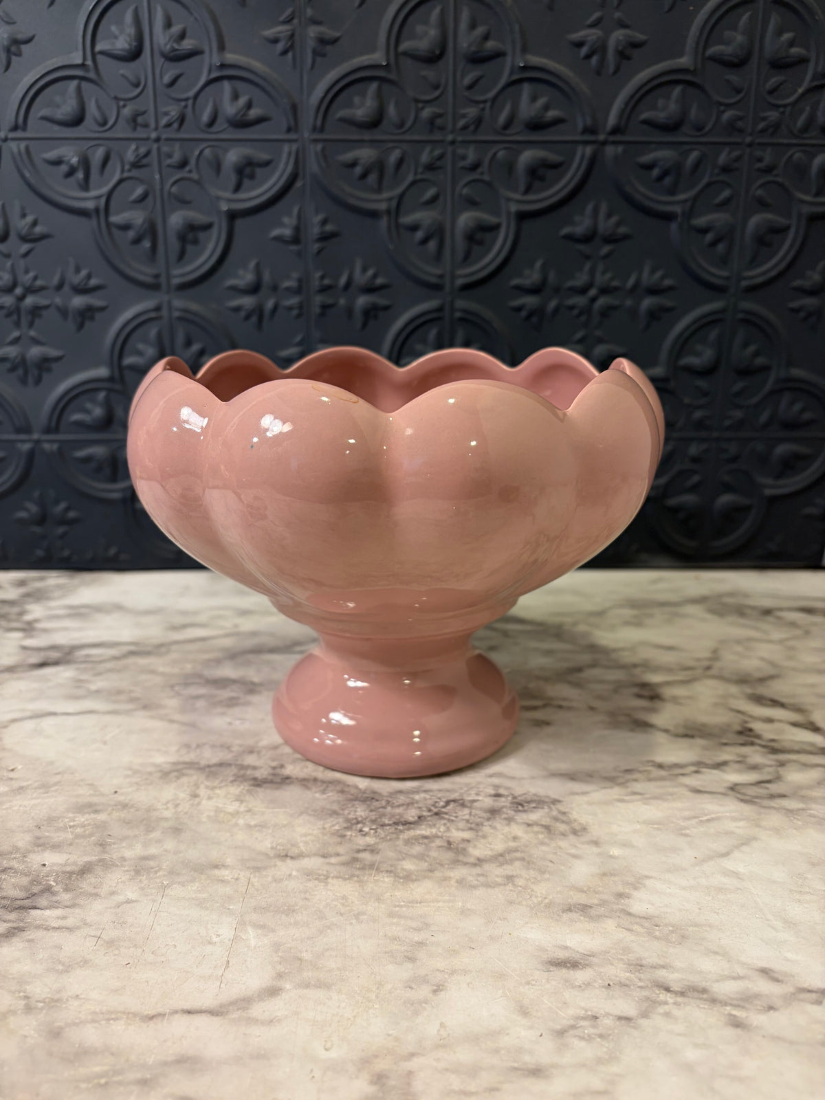 Blush Pink Pedestal Lotus Bowl