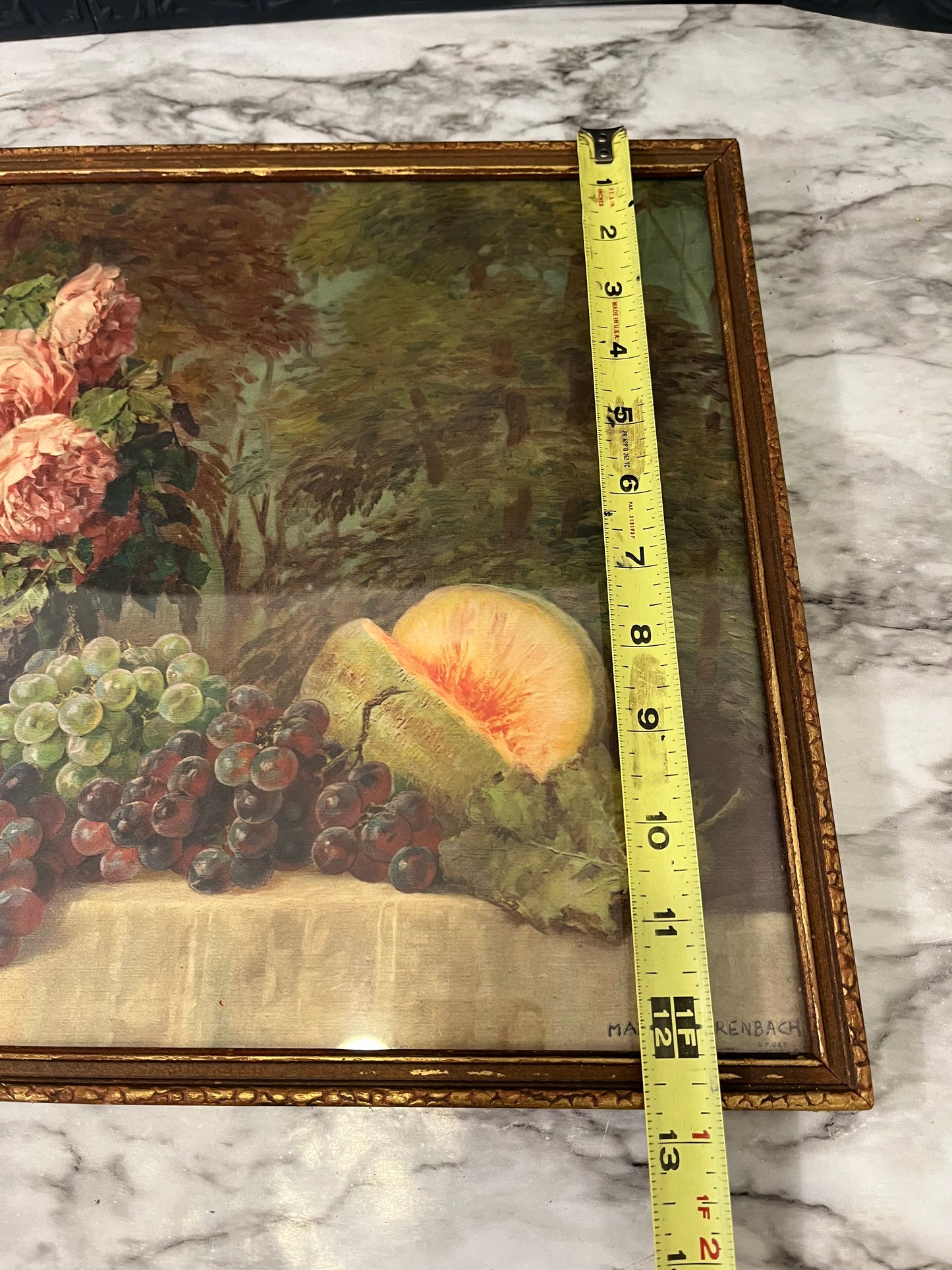Antique Still Life Print of Peonies