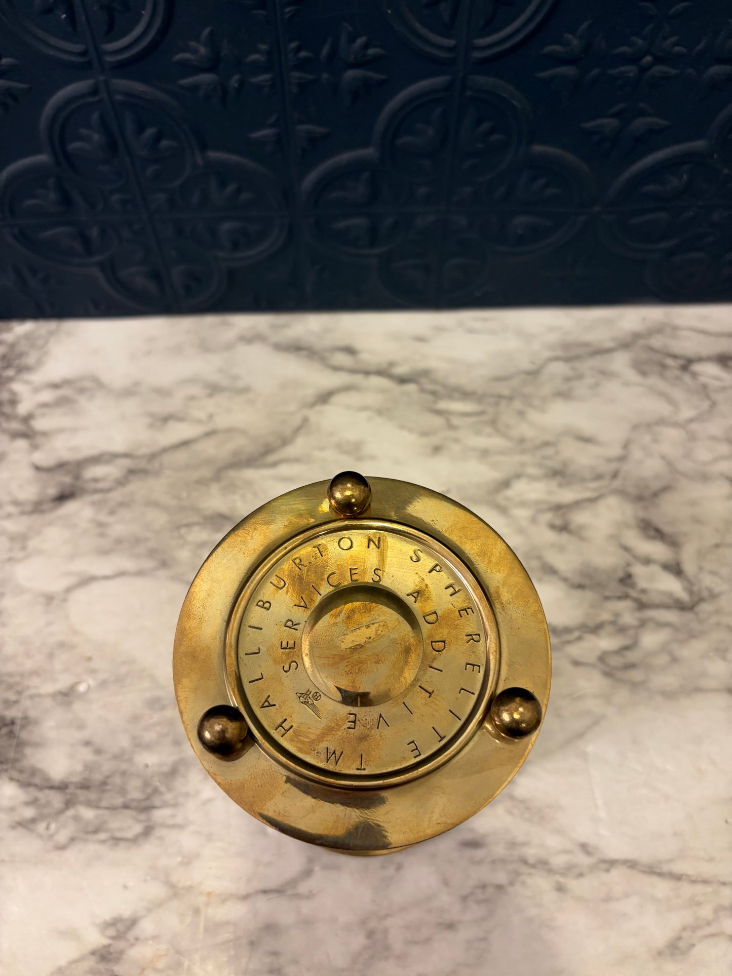 Brass Hour Glass Halliburton Spherelite