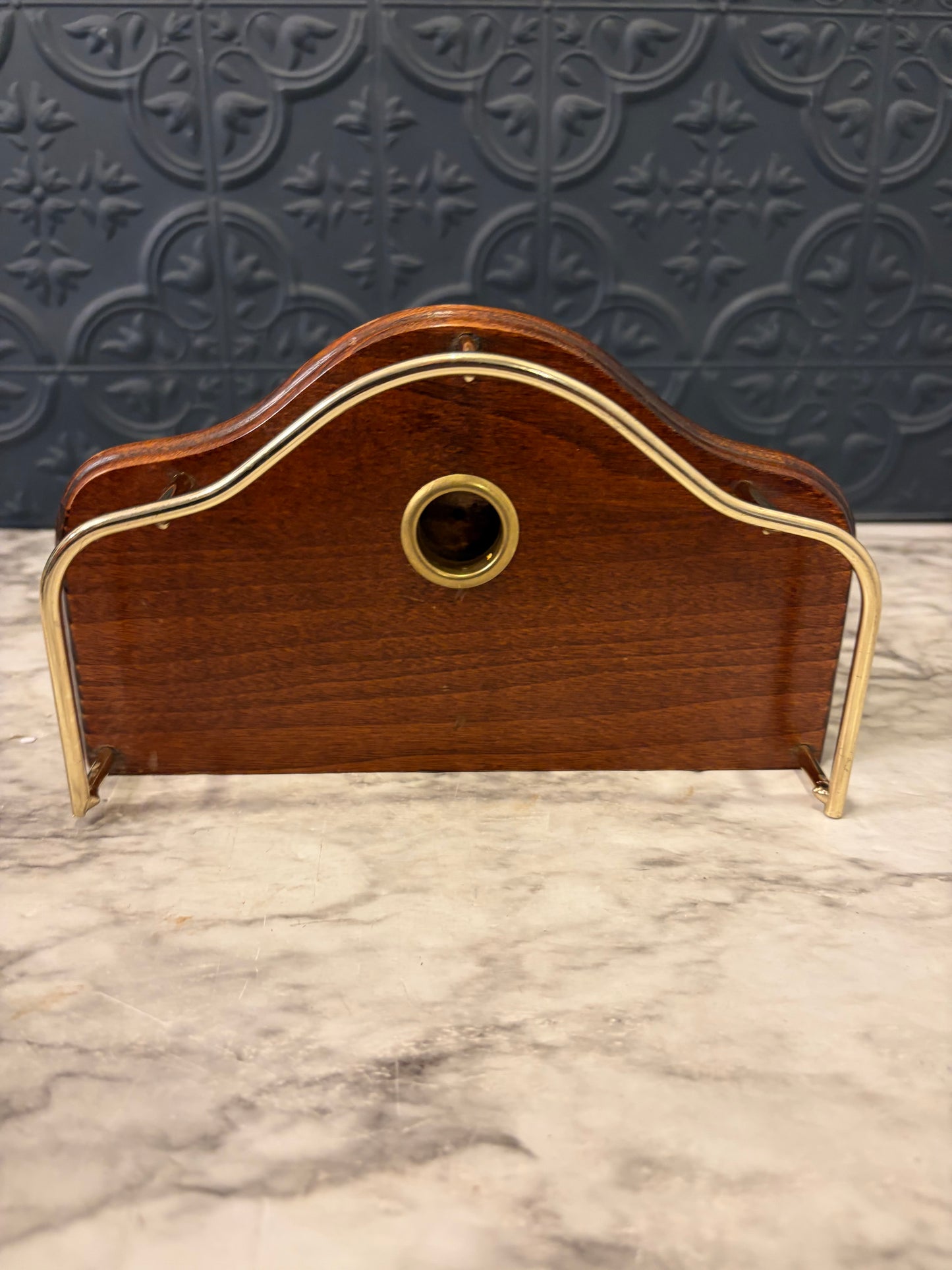 Wood Shelf/Candle Holder with Brass Detail