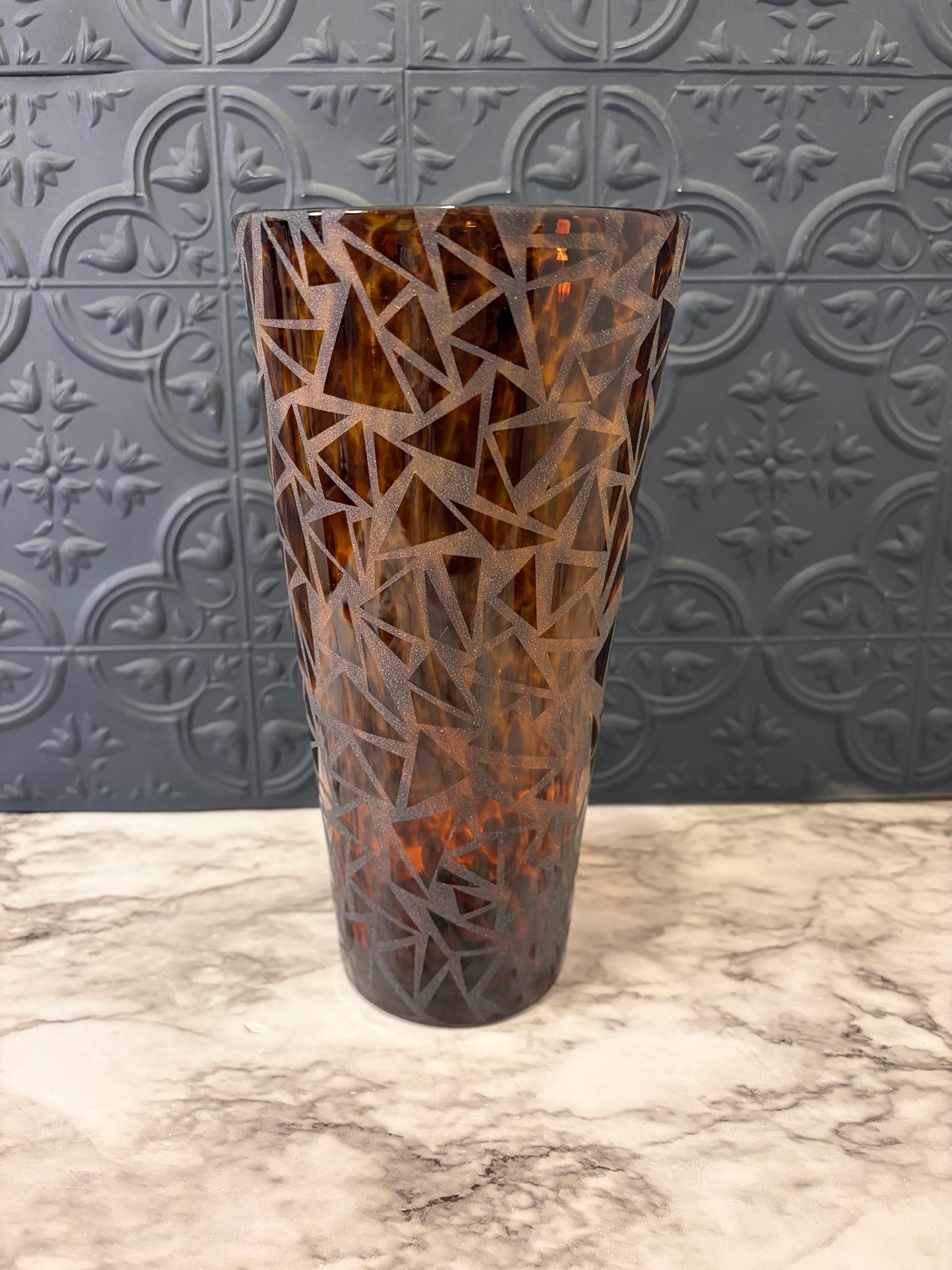 Etched Tortoise Shell Vase