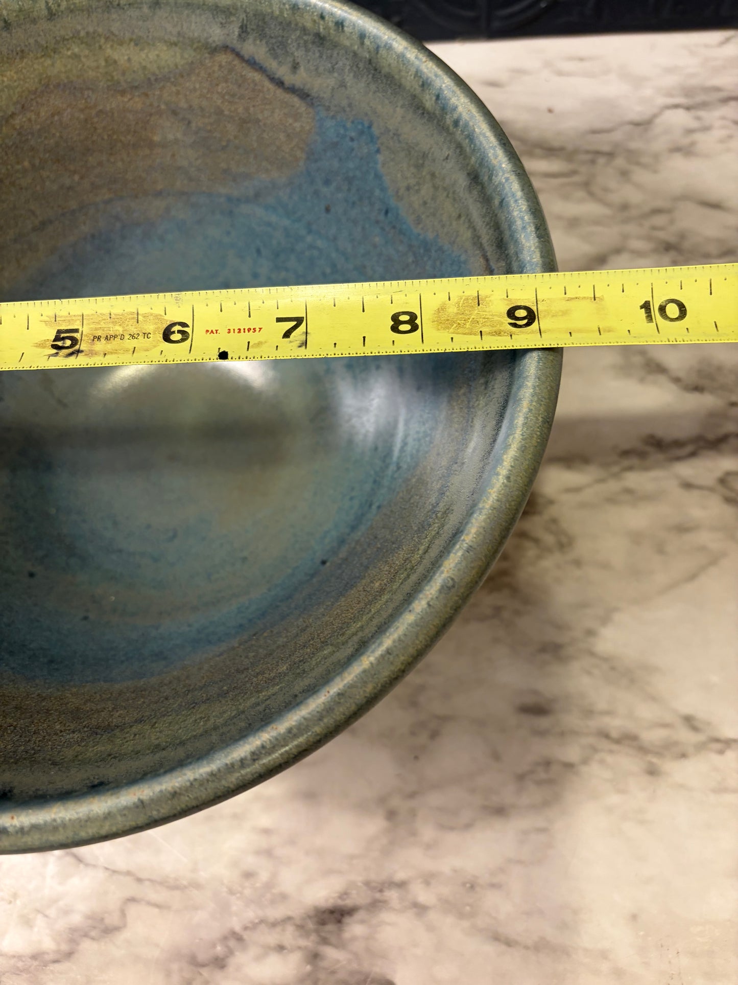 Hoffman Pottery Bowl Greenish Blue inside