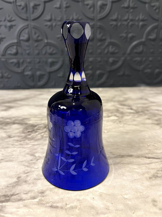 Blue Etched Glass Bell