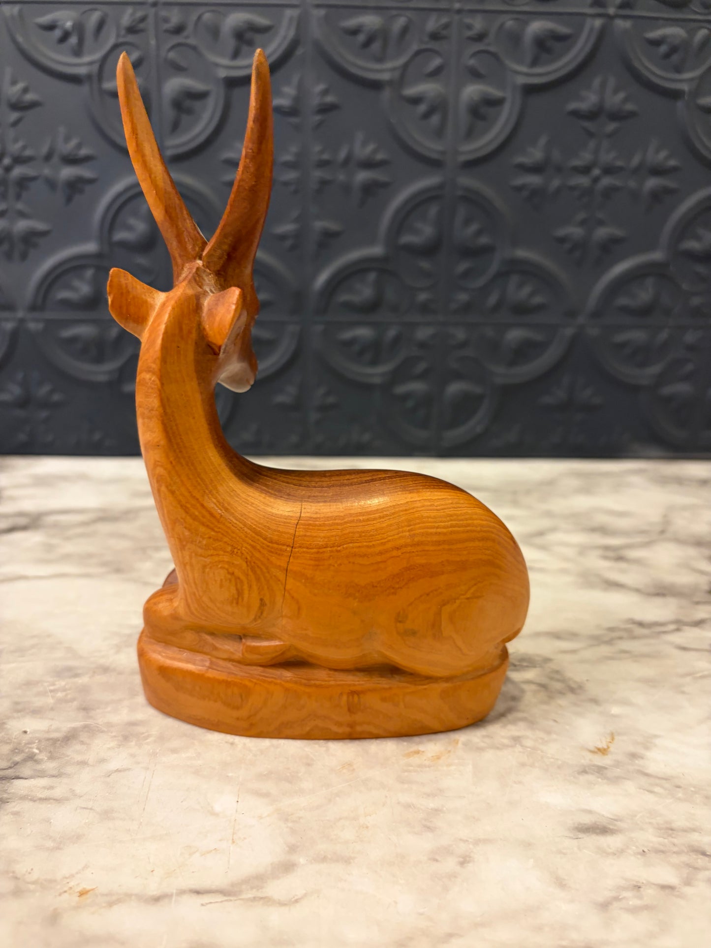 Mid Century Carved Sitting Antelope Small