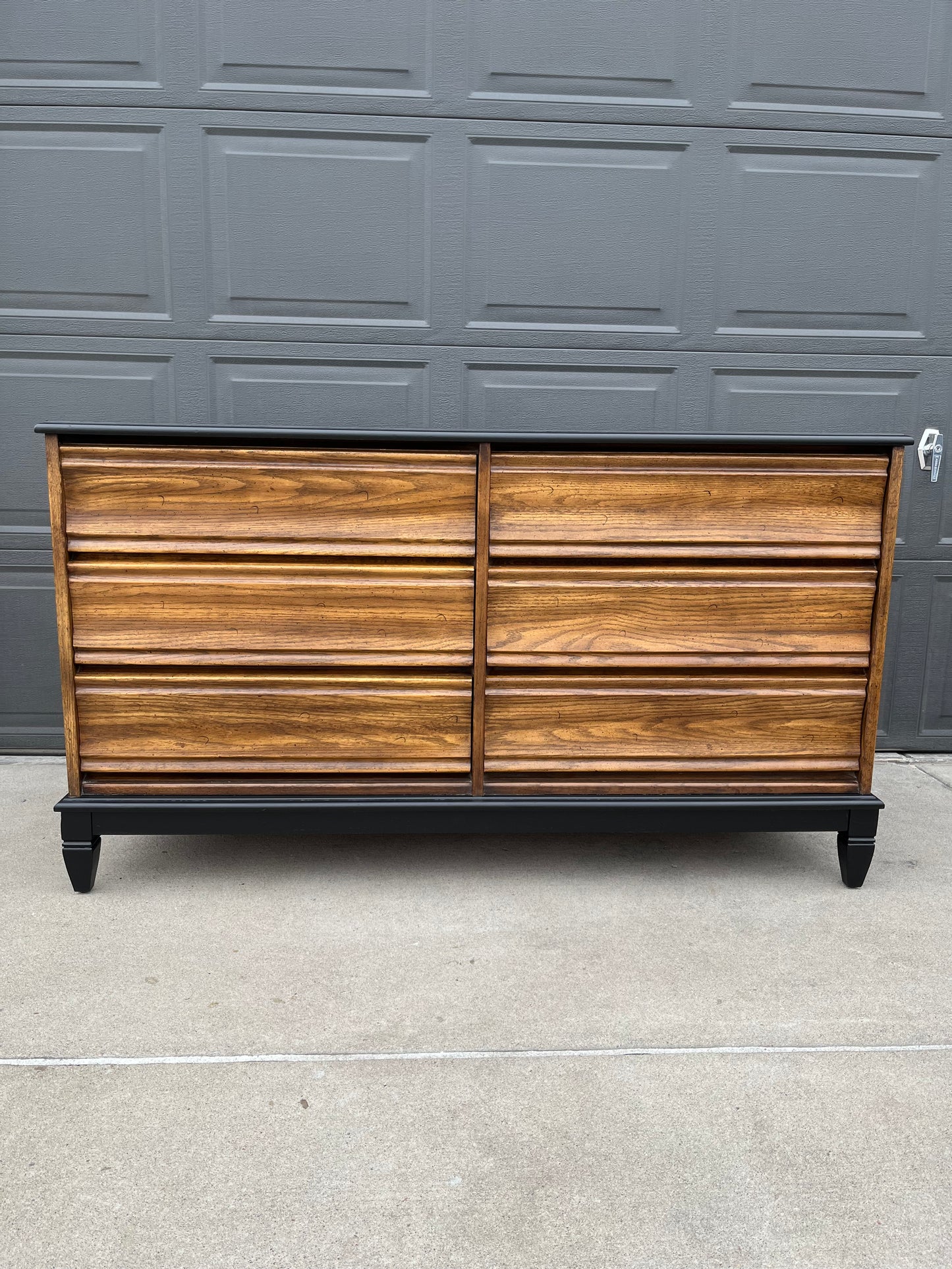 MCM Style 6 drawer Dresser with Black top and Legs