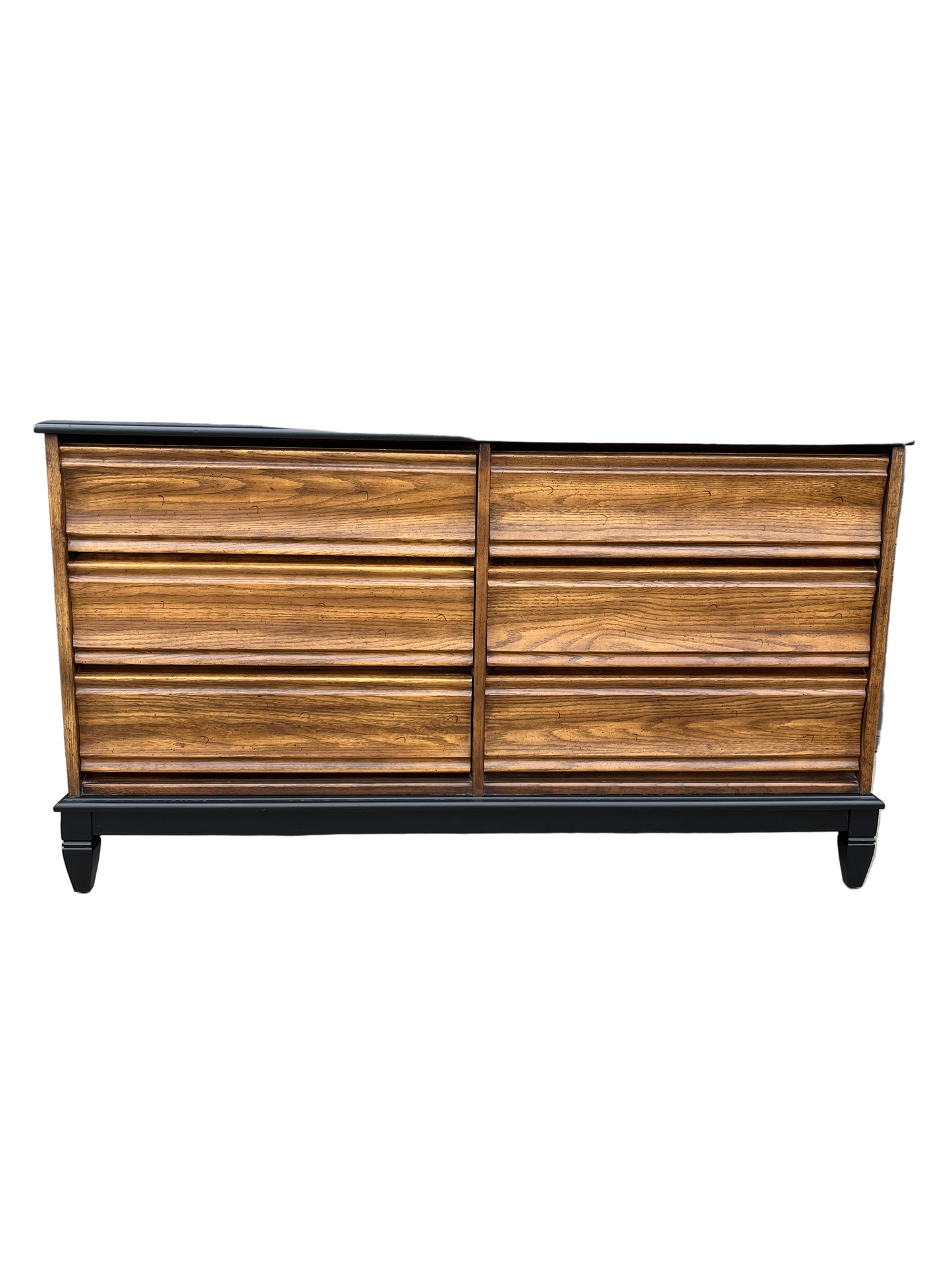 MCM Style 6 drawer Dresser with Black top and Legs