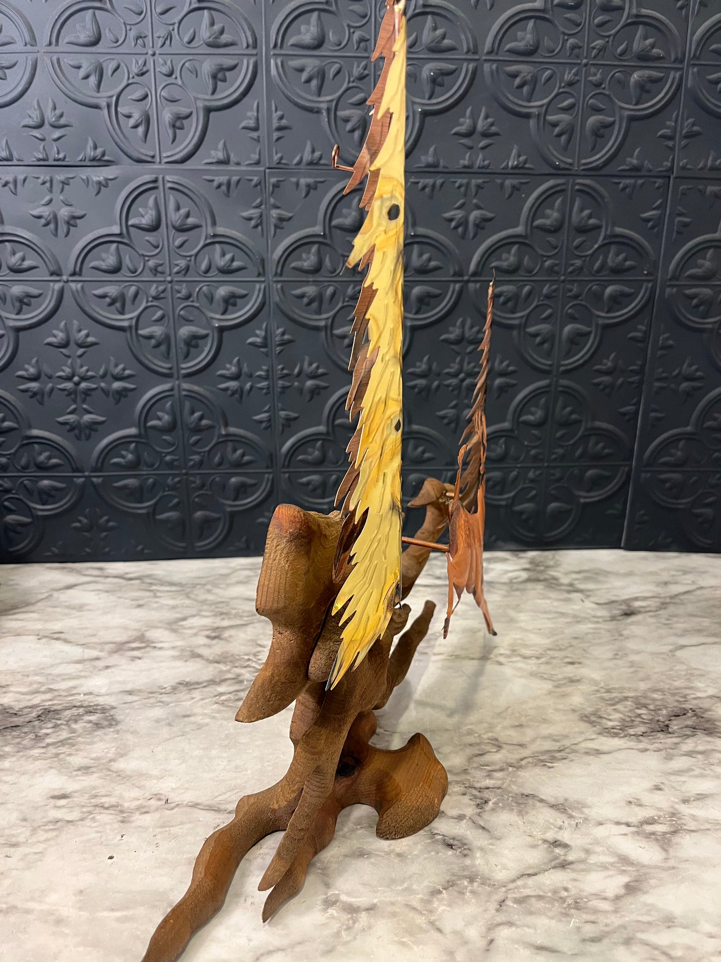 Wood  Brass and Copper Deer and Trees