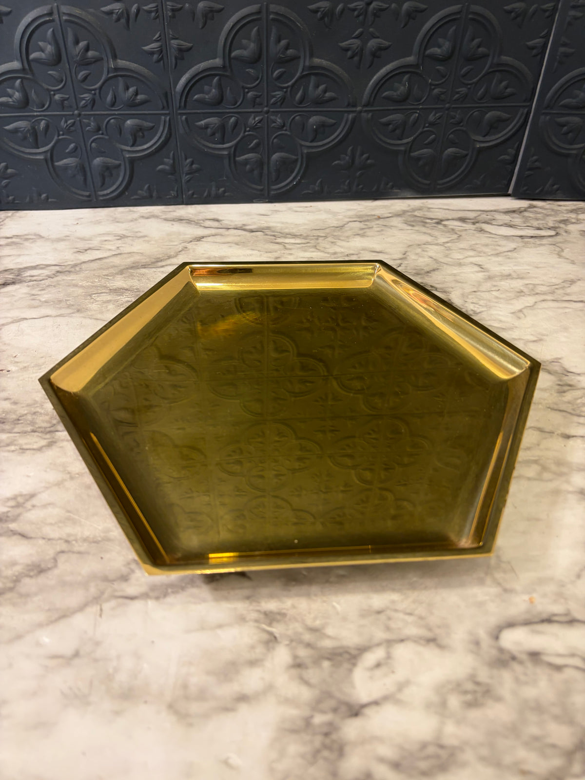 9.25 Brass Hexagon Tray