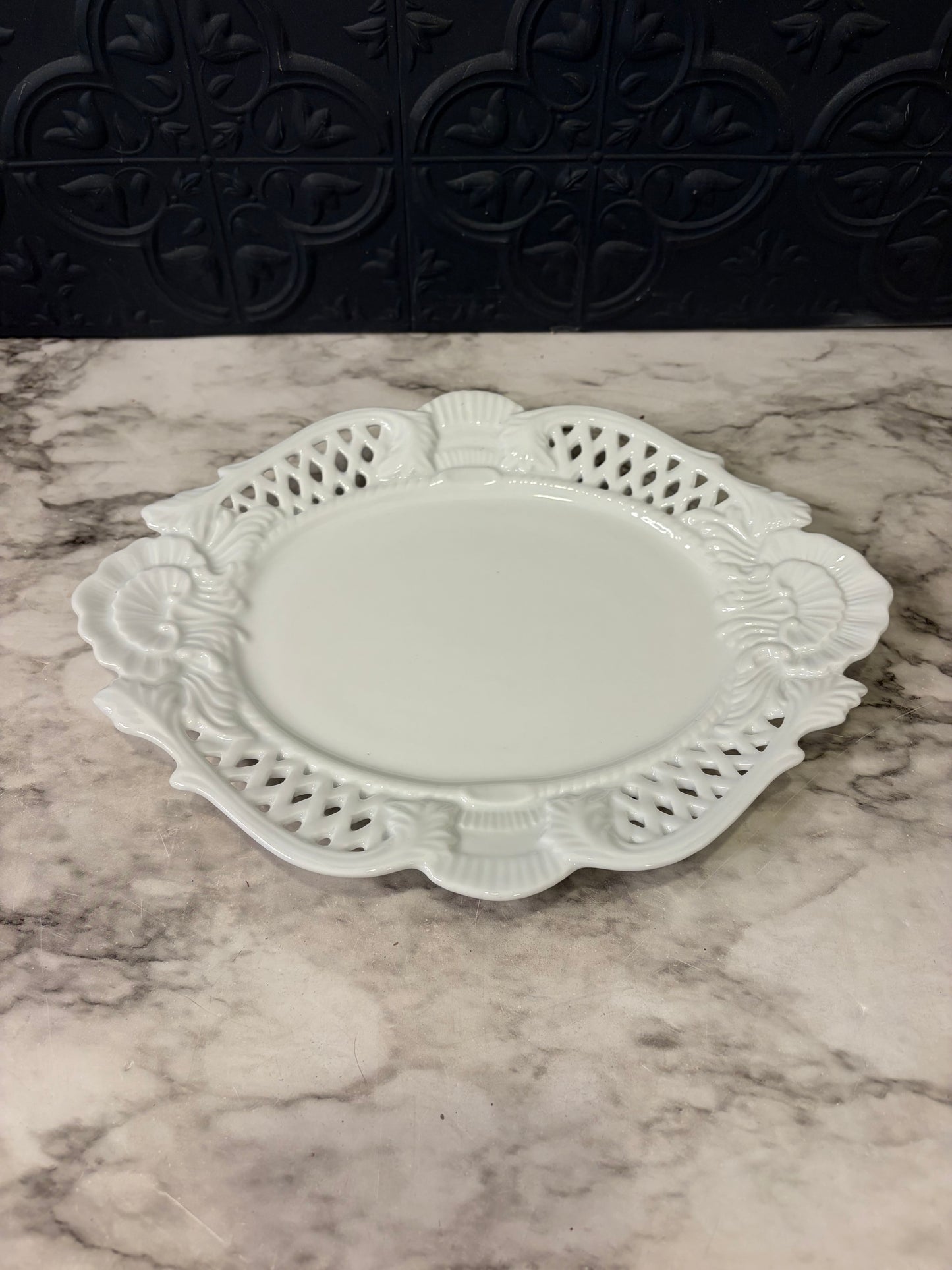 Oval Milkglass Twos Company Tray