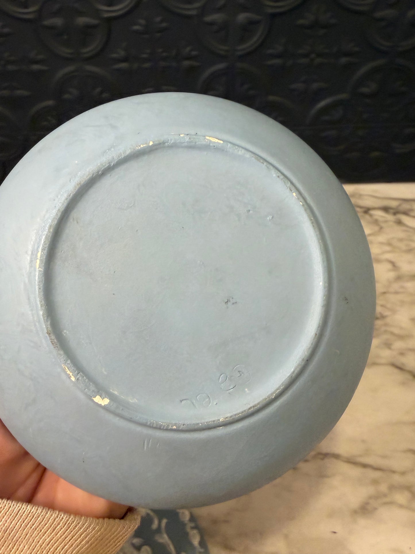 Round Blue Wedgewood Inspired Trinket Box
