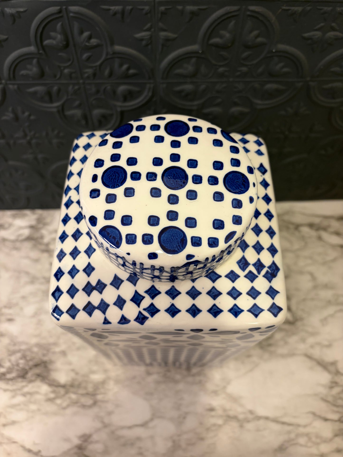 Blue and White Lidded Vase