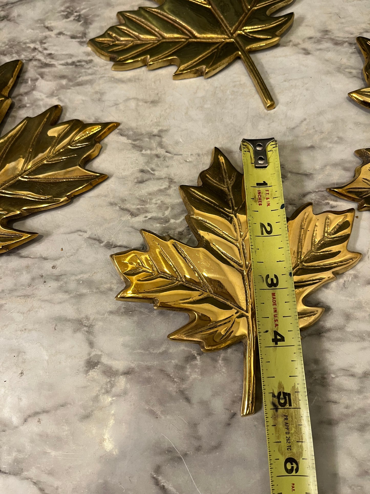 Set of 4 Brass Maple Leaves