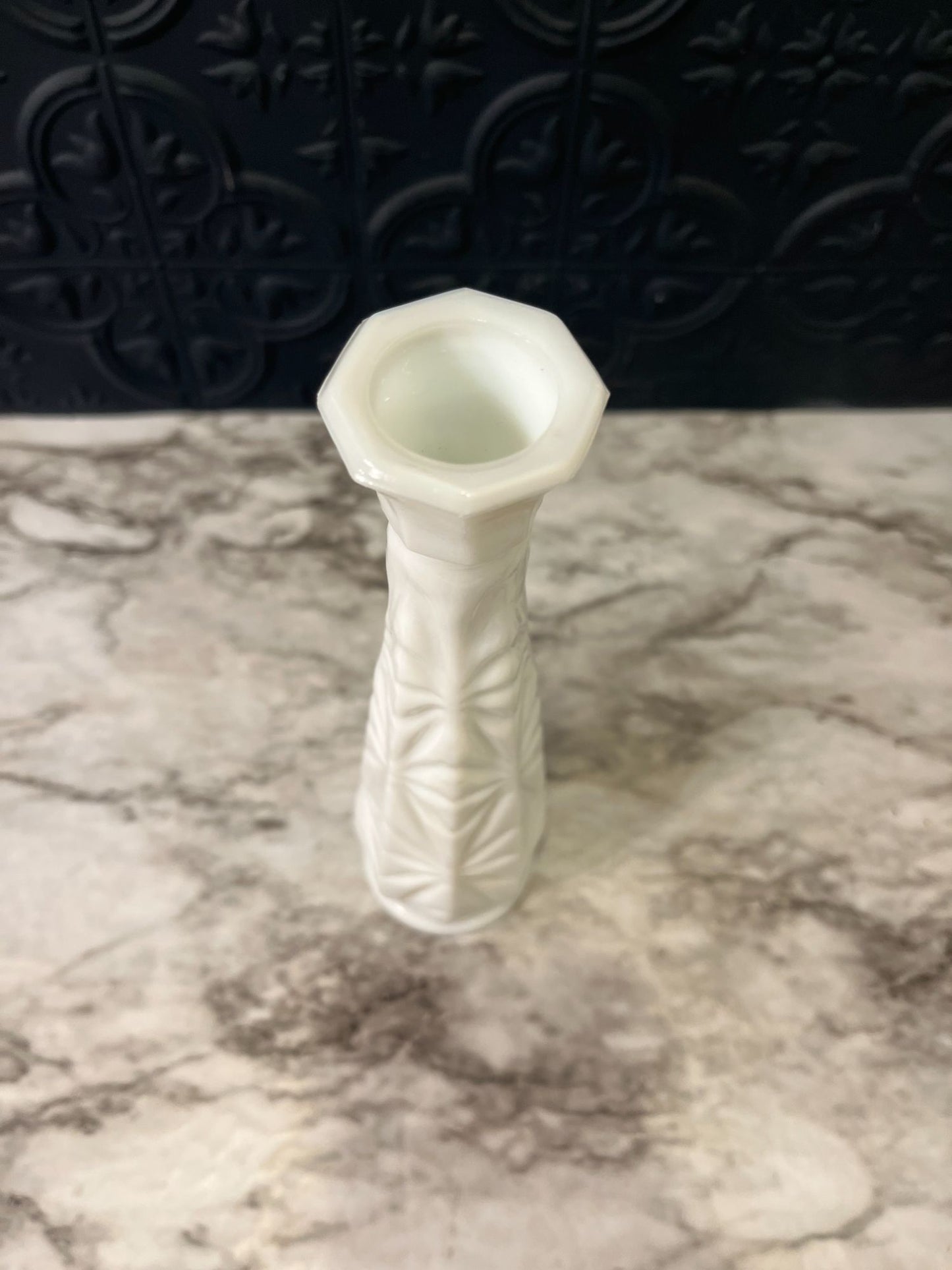 Milk Glass Vase Diamond Pattern