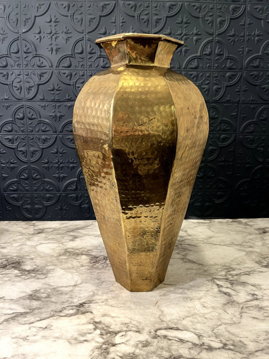 Large Brass Dimpled Vase