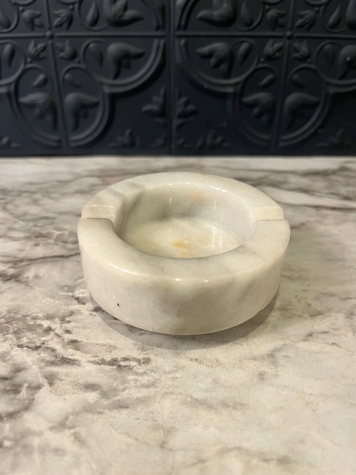 Round Marble Ashtray White
